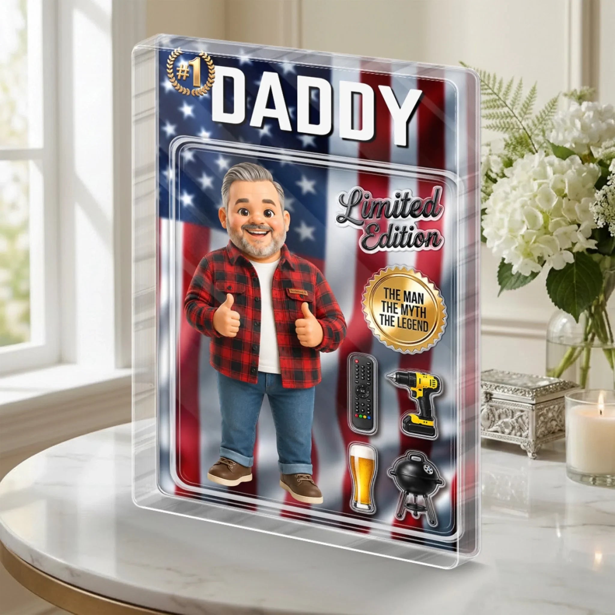 Custom Photo Toy Box Acrylic Plaque - Personalized Father's Day Birthday Gifts For Dad, Grandpa - Dad Mode Always Active