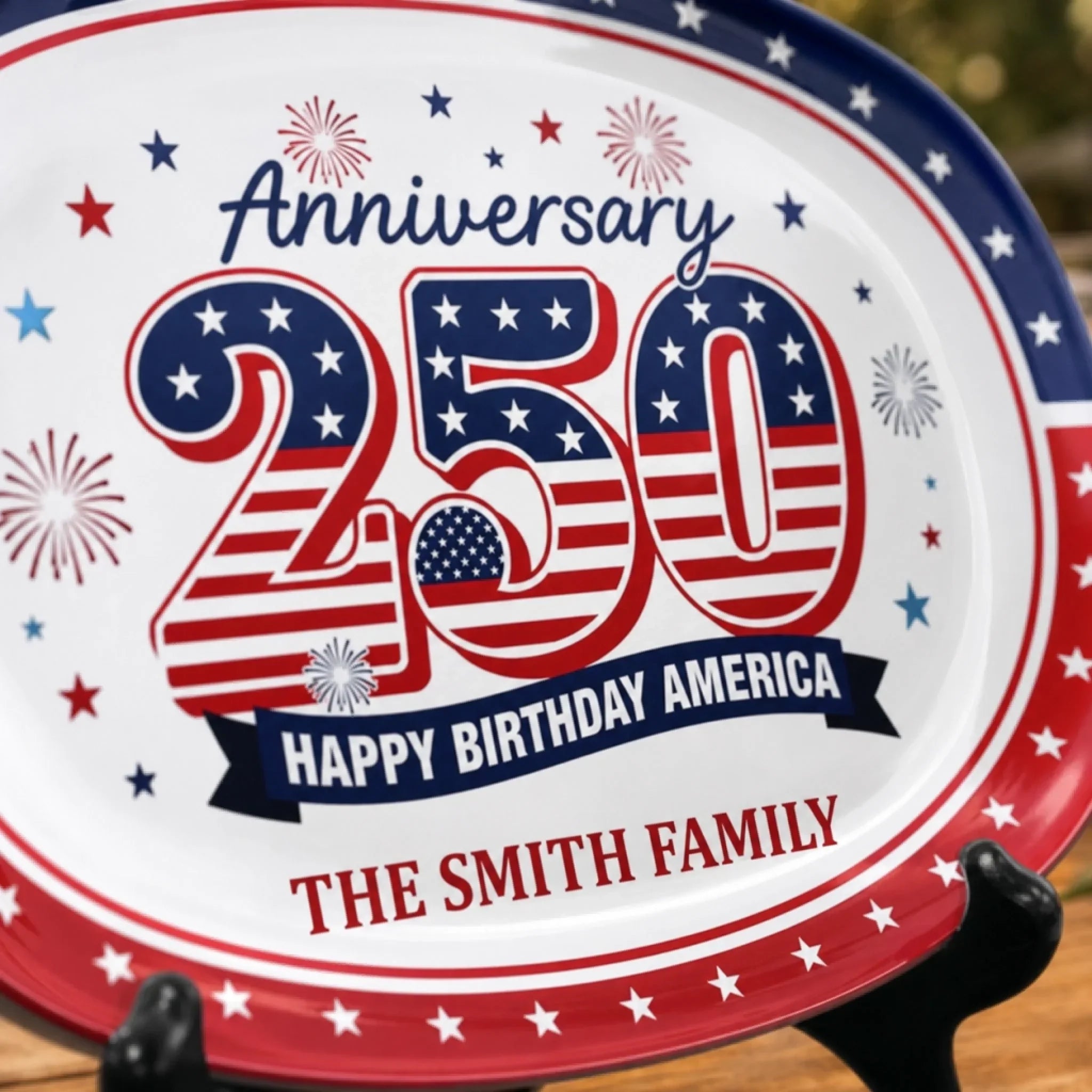 Custom Platter - Personalized America 250th Anniversary Gifts For Mom, Dad, Brother, Sister, Kids - Family Traditions Start Here