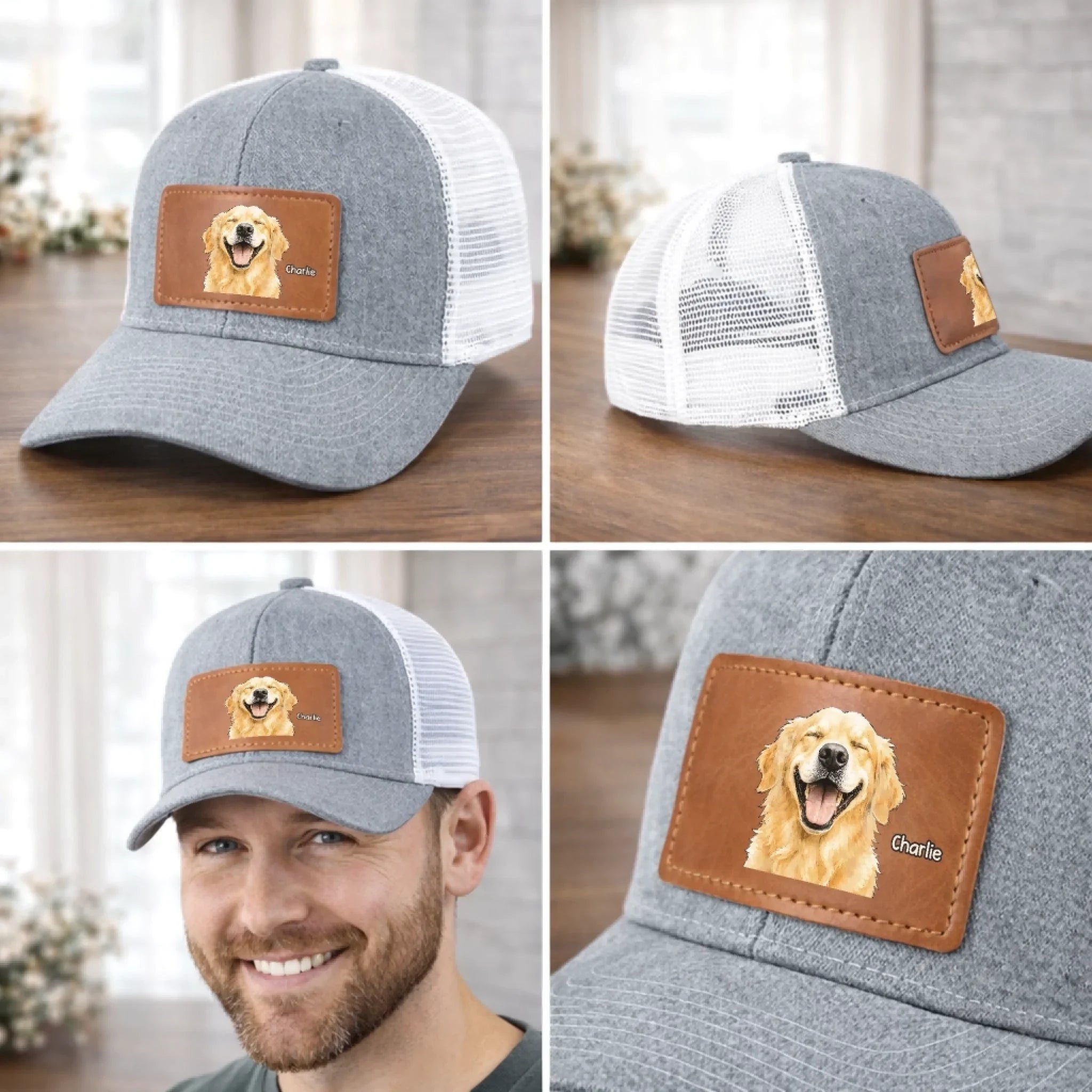 Custom Photo Leather Patch Hat - Personalized Birthday Gifts For Dog Cat Lovers, Dog Dad And Mom, Cat Owners - Real Photo, Real Pet Love