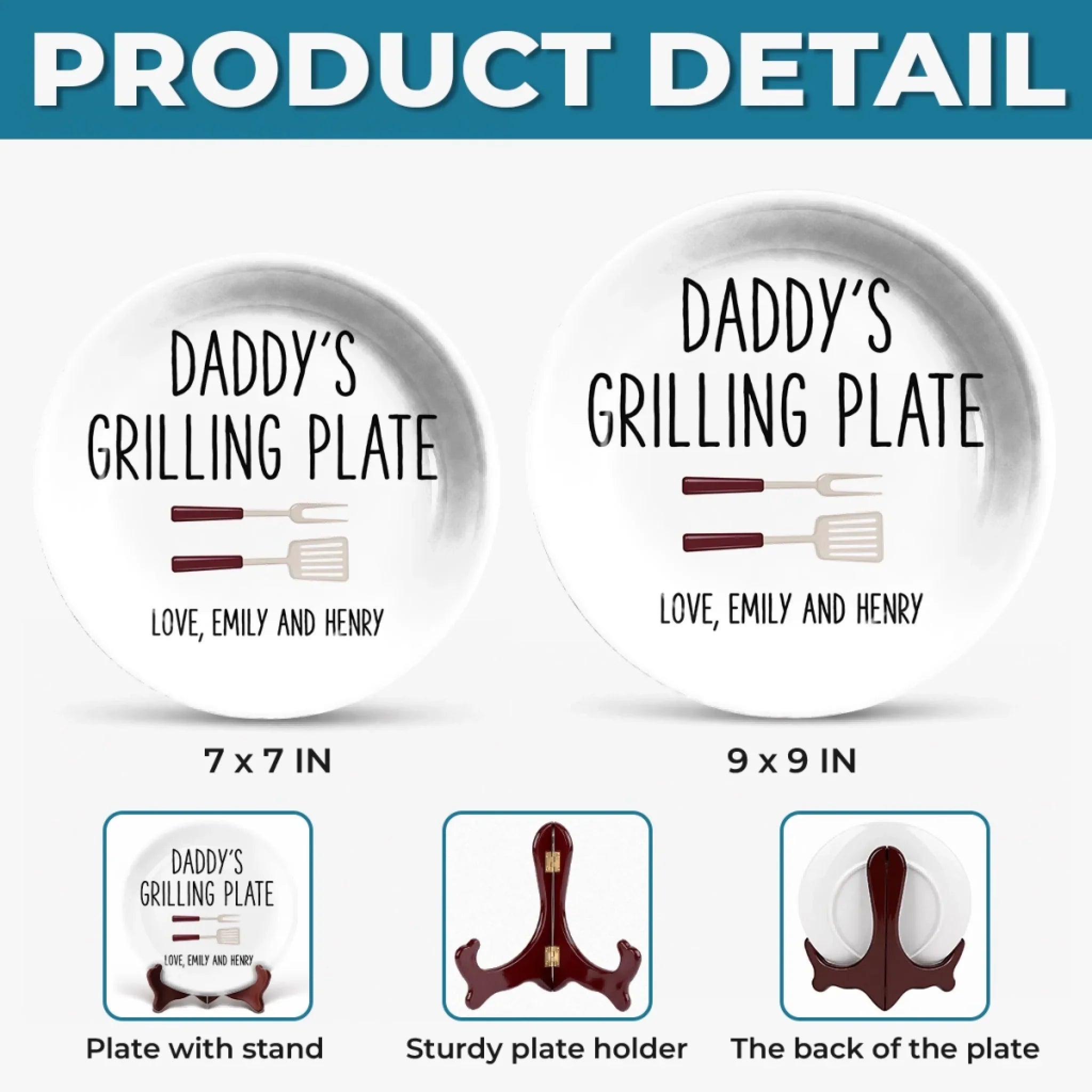 Custom Ceramic Plate - Personalized Father's Day Birthday Gifts For Dad, Grandpa - Cooking Up Good Times