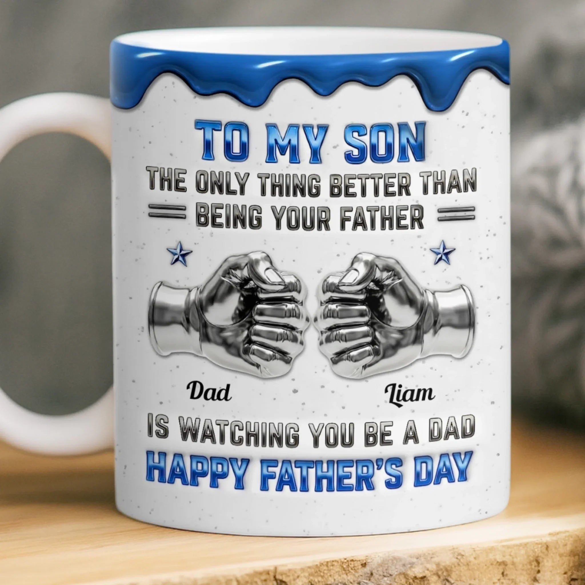 Custom 3D Inflated Effect Printed Mug - Personalized Father's Day Birthday Gifts For Son - Strong Bond Proud Legacy