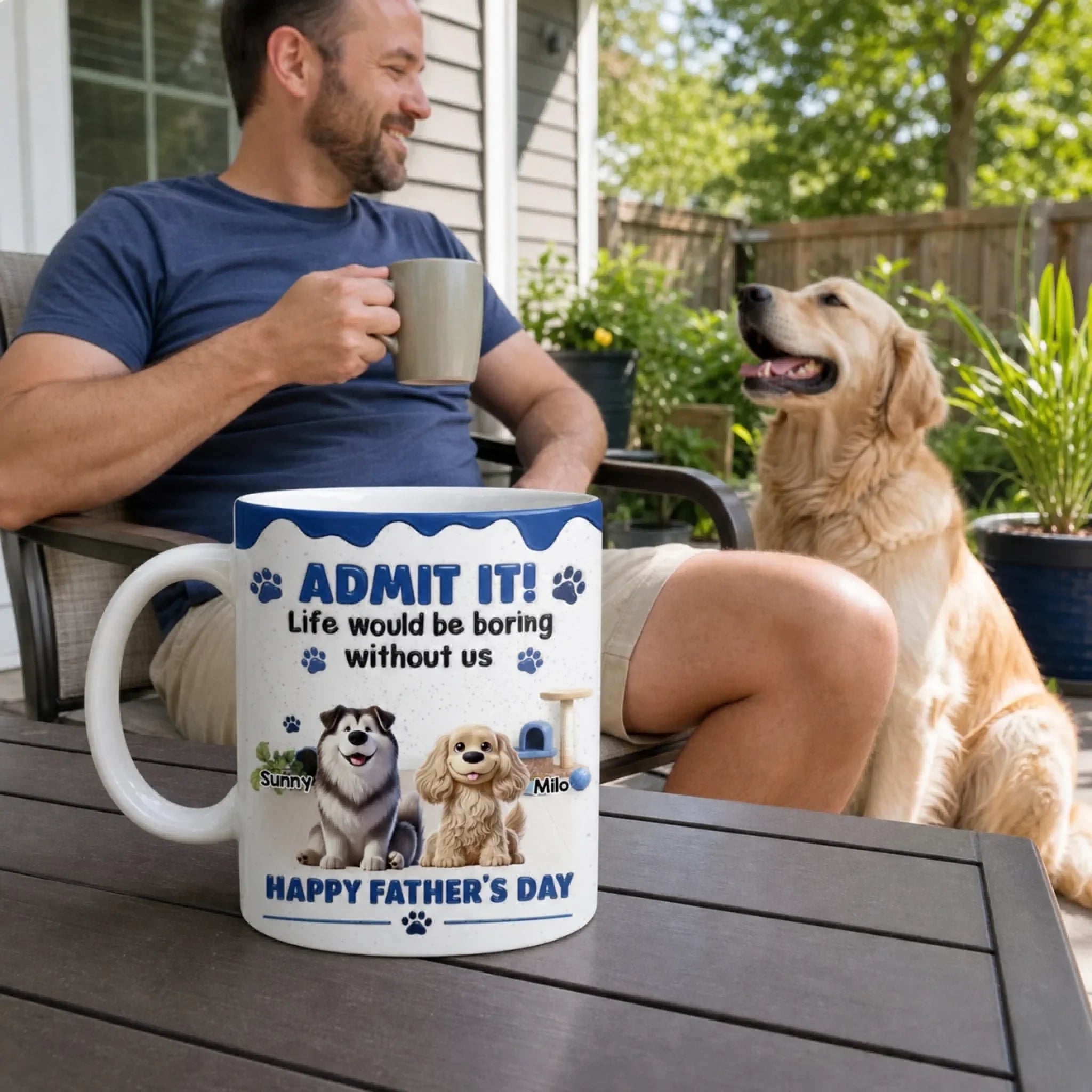 Custom 3D Inflated Effect Printed Mug - Personalized Father's Day Gifts For Dog Cat Lovers, Dog Dad And Mom, Cat Owners - The Best Therapist Has Fur