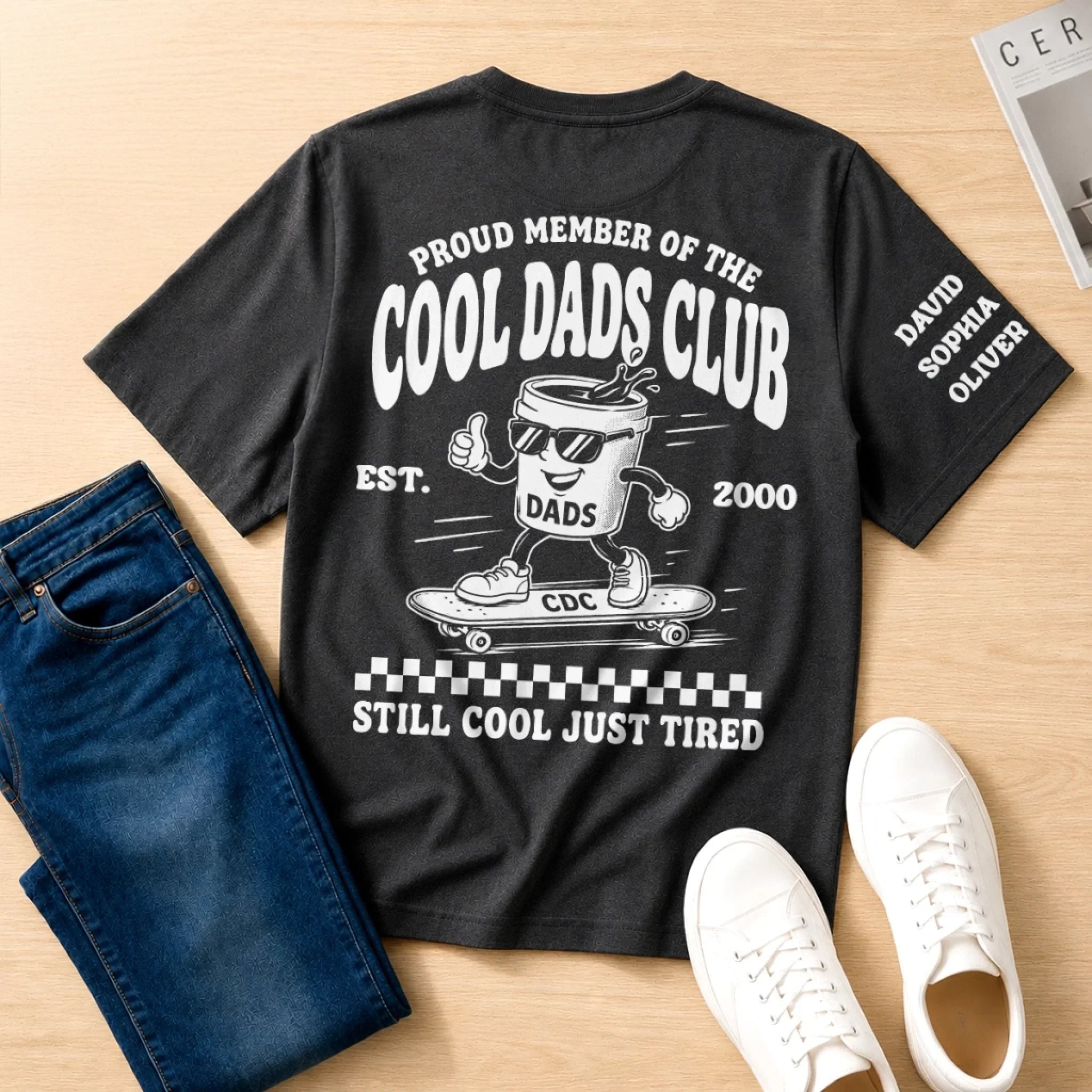 Custom Back Printed Shirt - Personalized Father's Day Birthday Gifts For Dad, Grandpa - Still Cool Just Tired