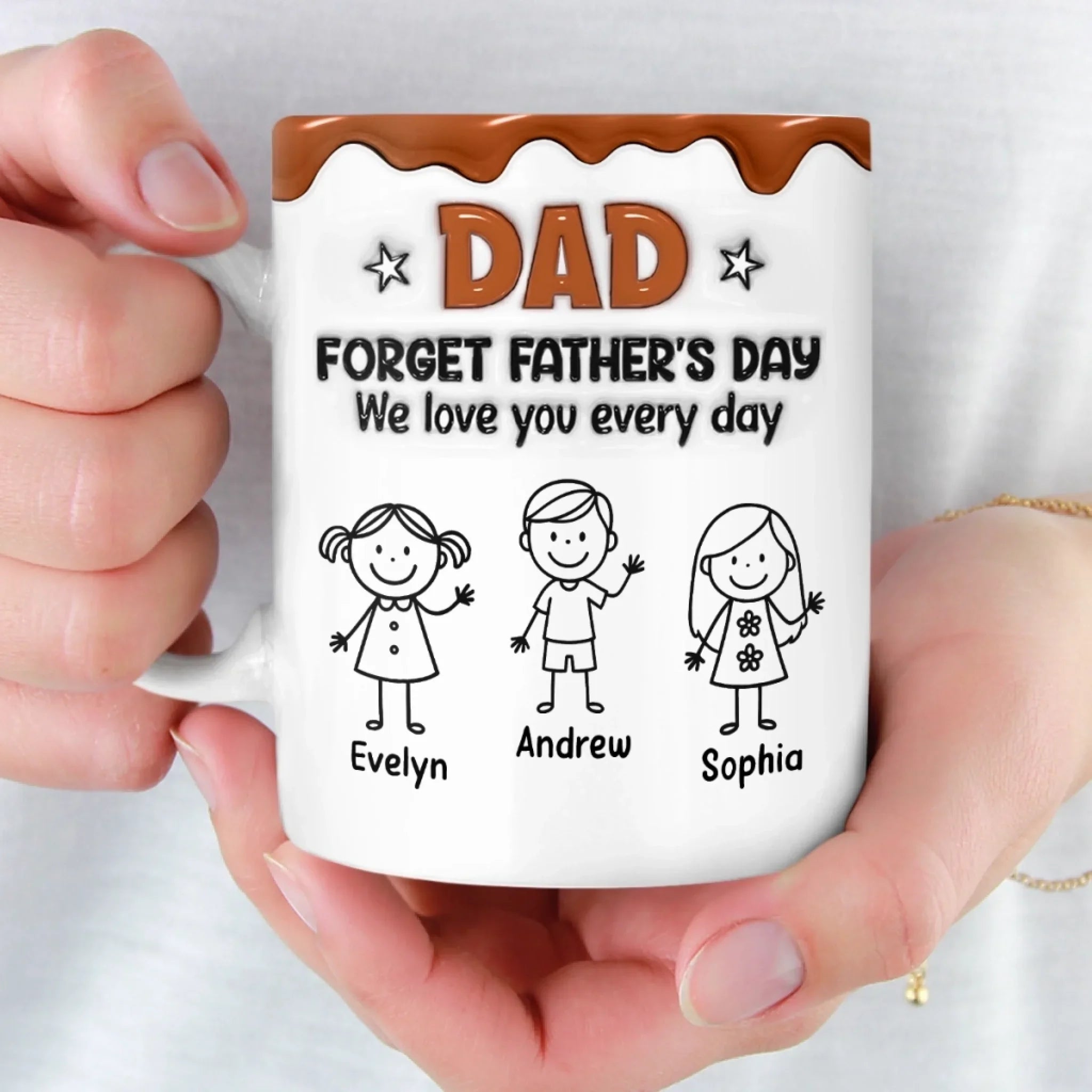 Custom 3D Inflated Effect Printed Mug - Personalized Father's Day Birthday Gifts For Dad, Grandpa - Powered By Dad Energy