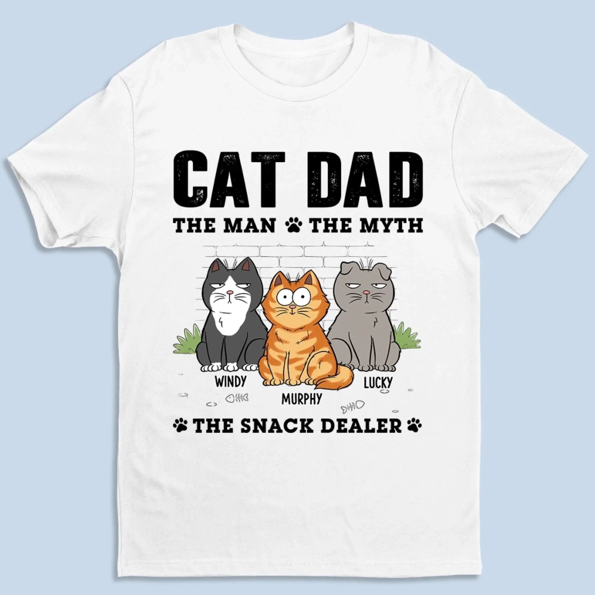 Custom T-shirt, Premium T-shirt, Hoodie - Personalized Father's Day Gifts For Cat Lovers, Cat Mom And Dad - The Man, The Myth, Cat Dad