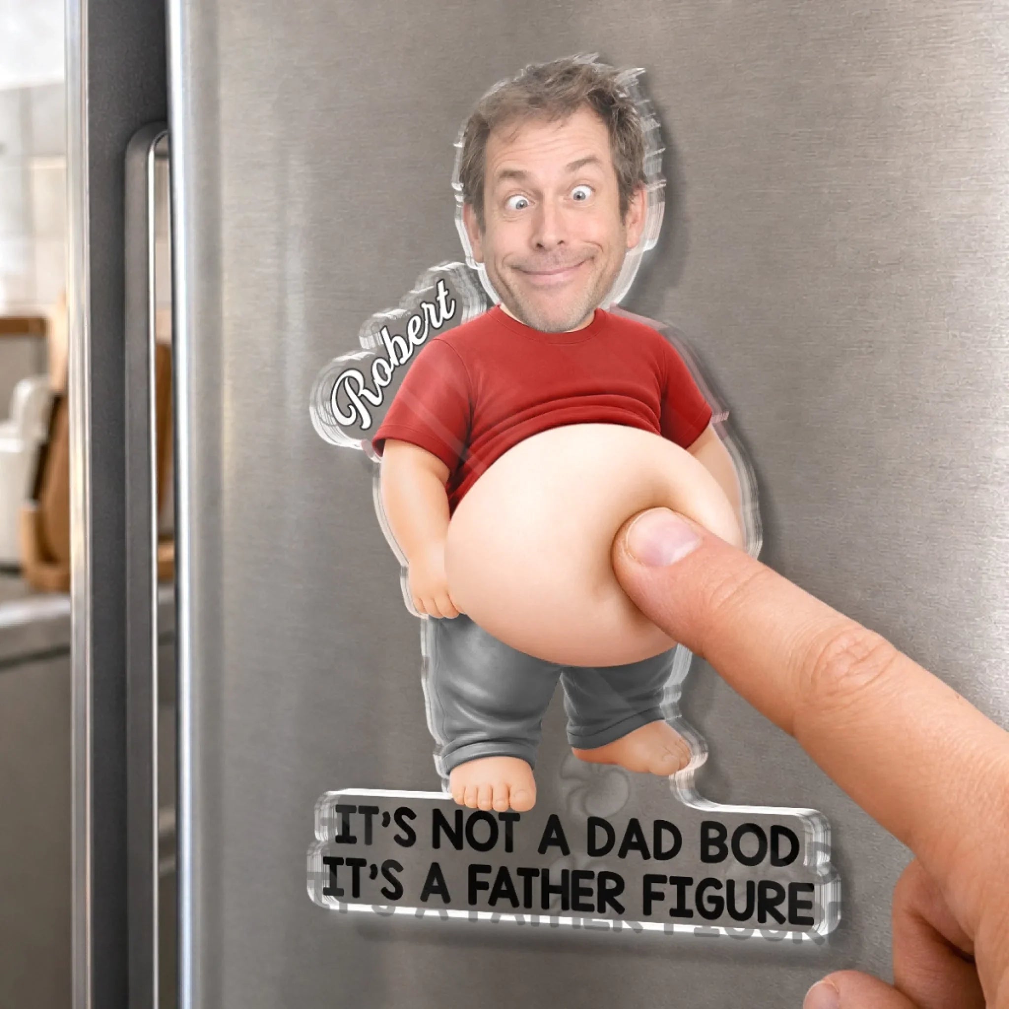 Custom Photo Dad Bod Belly Squishy Acrylic Fridge Magnet – Personalized Father's Day Funny Gifts For Dad, Grandpa – Dad Jokes Loading Please Wait
