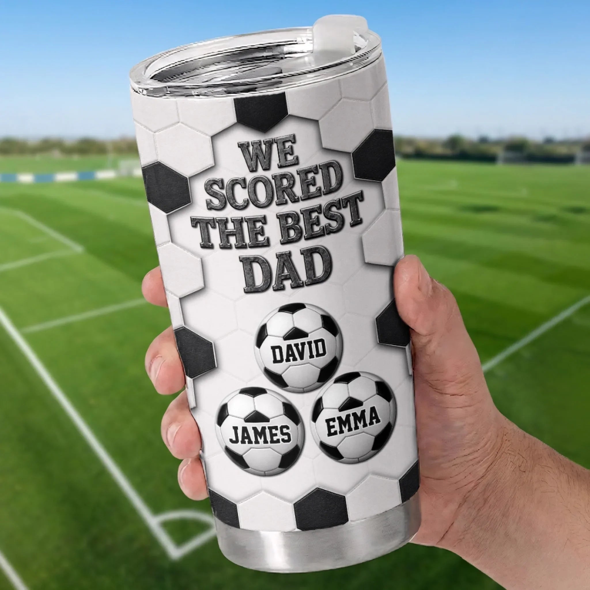Custom LA 2026 Soccer Dad Tumbler - Personalized Father's Day Birthday Gifts For Dad, Grandpa, Soccer Lovers, Sports Fans, Sports Lovers - Fueled By Coffee And Soccer