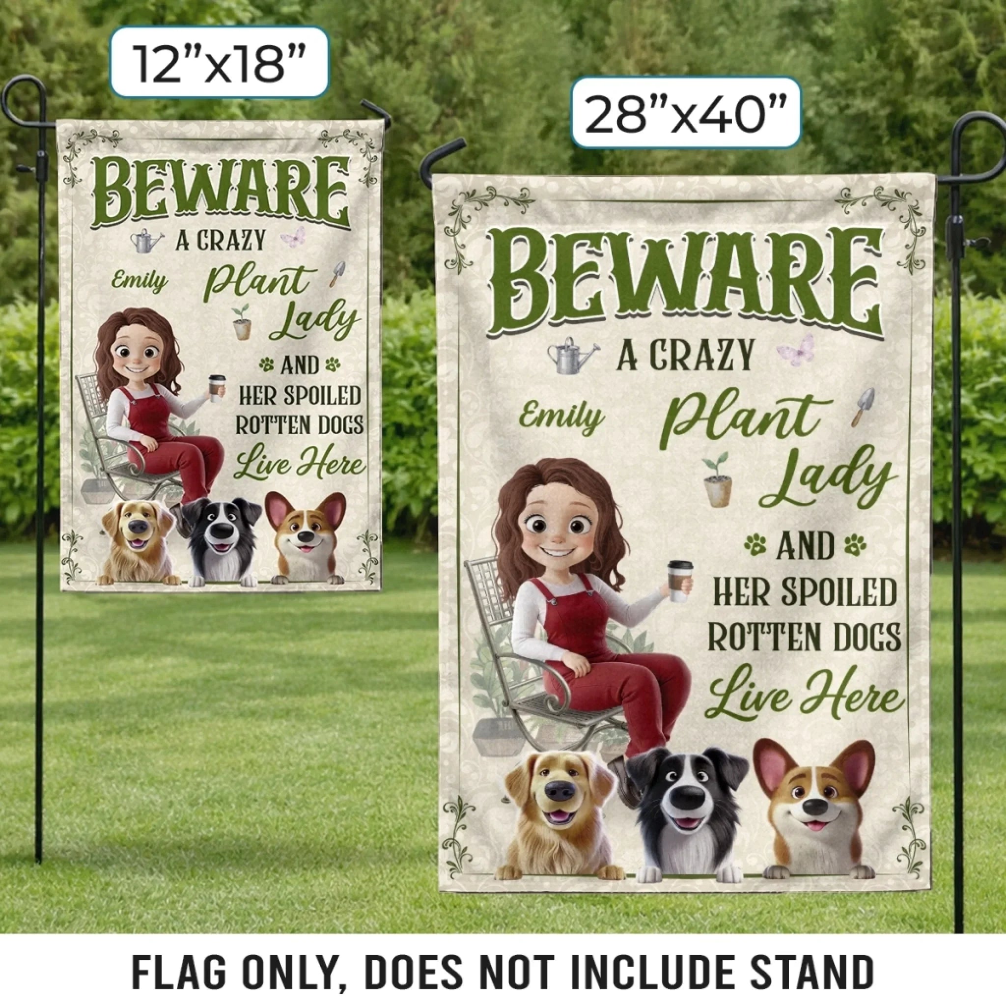 Custom Flag - Personalized Birthday Garden Gifts For Gardeners, Dog Lovers - Her Spoiled Pups, Her Paradise