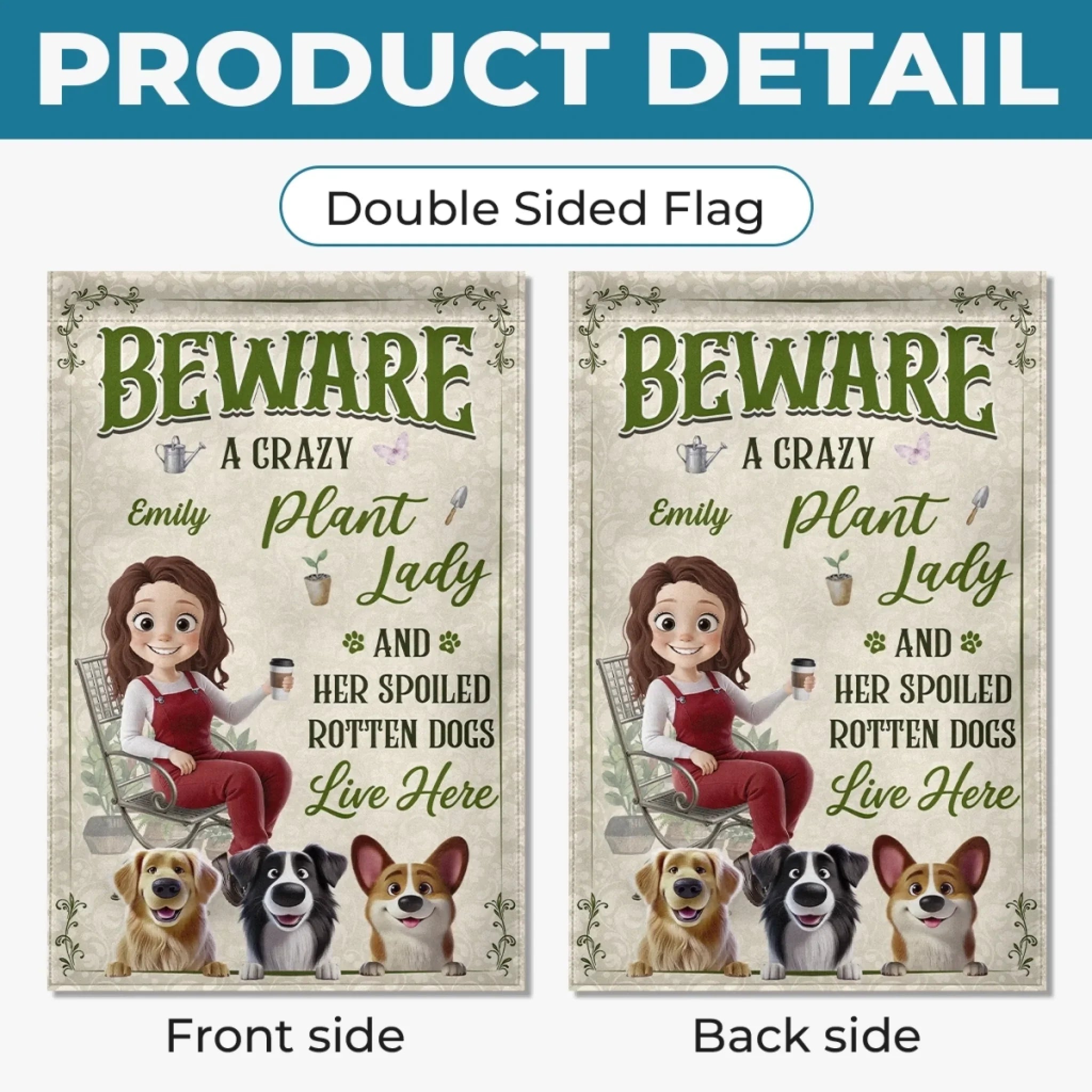 Custom Flag - Personalized Birthday Garden Gifts For Gardeners, Dog Lovers - Her Spoiled Pups, Her Paradise
