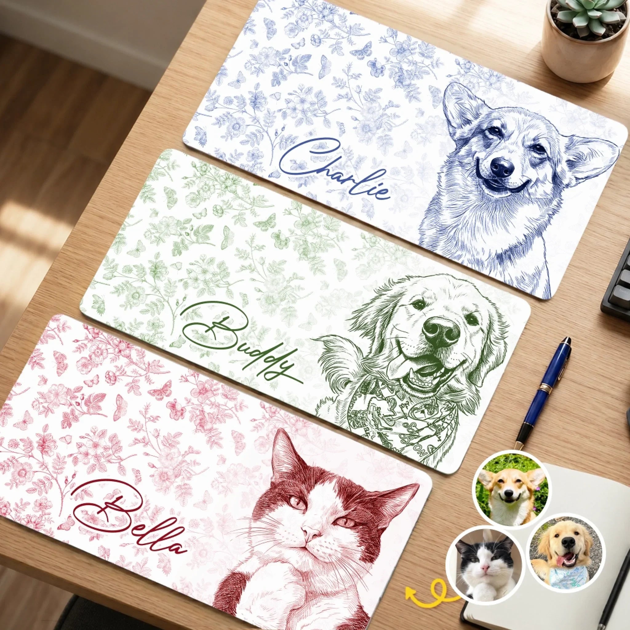 Custom Photo Desk Mat - Personalized Birthday Gifts For Dog Cat Lovers, Dog Dad And Mom, Cat Owners - Forever Etched In My Heart