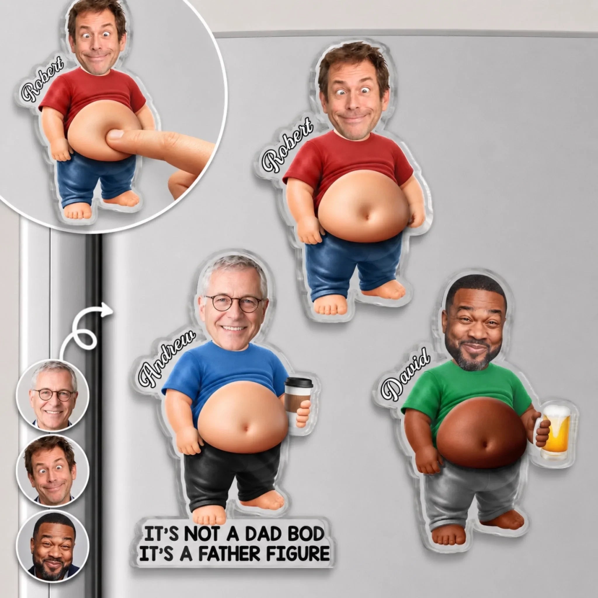 Custom Photo Dad Bod Belly Squishy Acrylic Fridge Magnet – Personalized Father's Day Funny Gifts For Dad, Grandpa – Dad Jokes Loading Please Wait