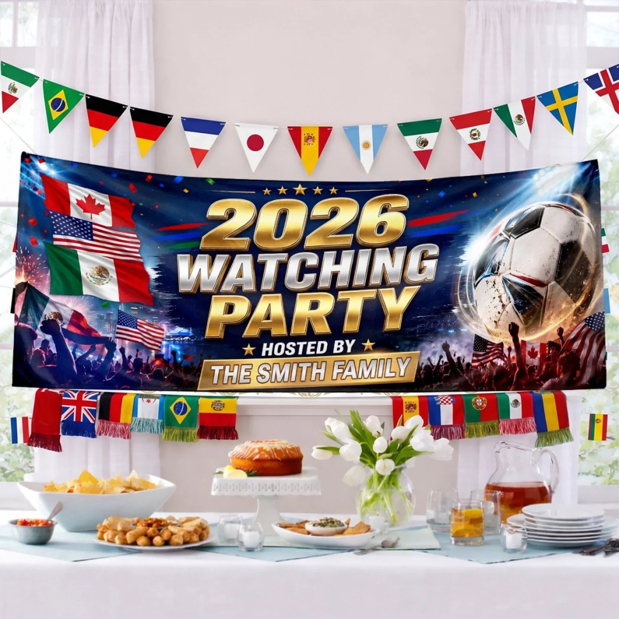 Custom International Soccer Tournament Outdoor Banner - Personalized Birthday Gifts For Soccer Lovers, Sports Fans, Sports Lovers - Cheering Together, Winning Together