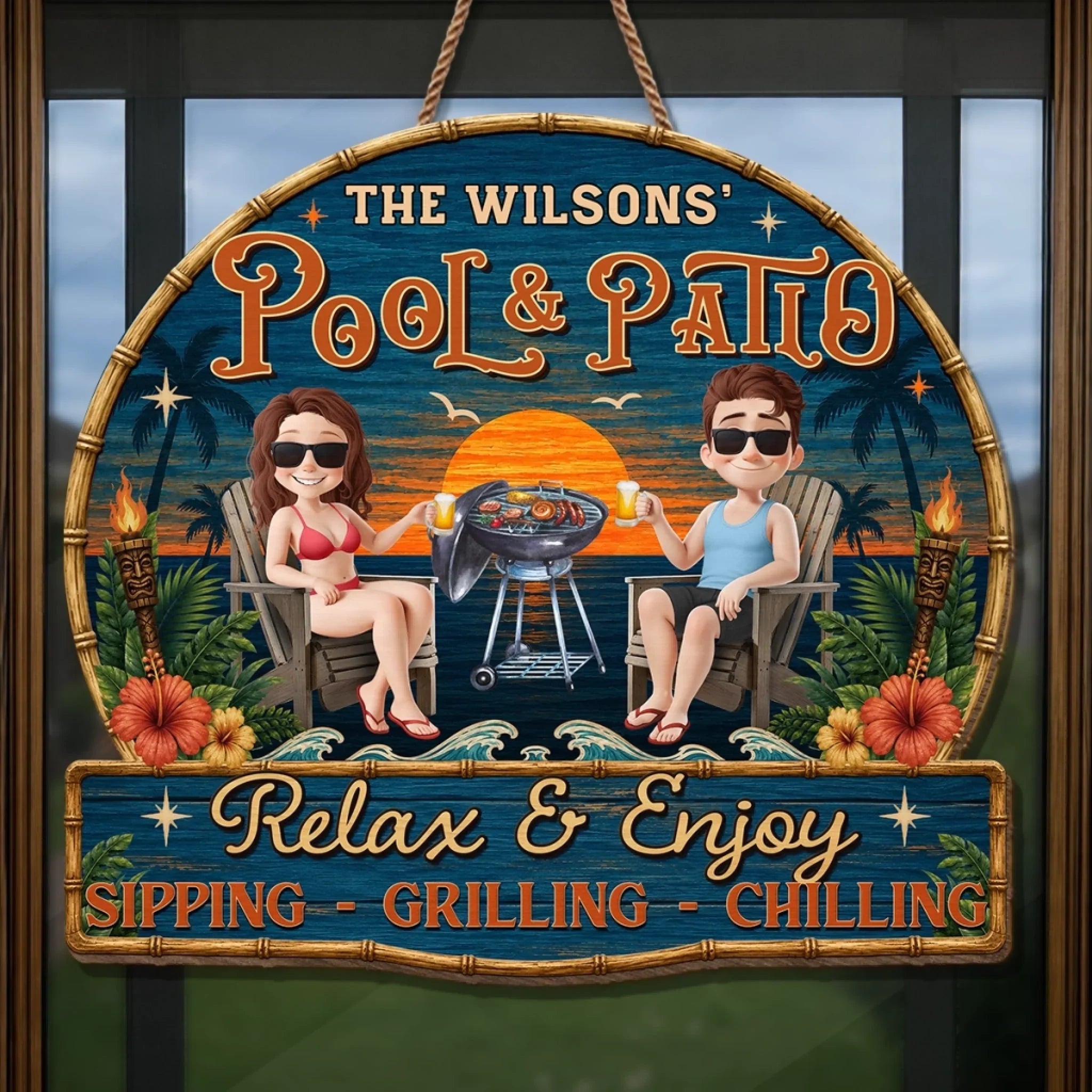 Custom Wood Sign - Personalized Summer Vacation And Travel Gifts For Husband And Wife, Him And Her - Chasing Golden Hours Together