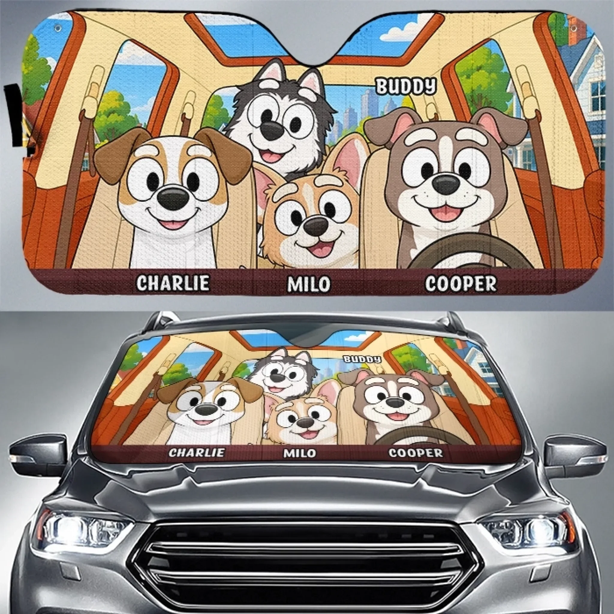 Custom Auto Windshield Sunshade, Car Window Protector - Personalized Birthday Gifts For Dog Cat Lovers, Dog Dad And Mom, Cat Owners - Paws Make Life Better