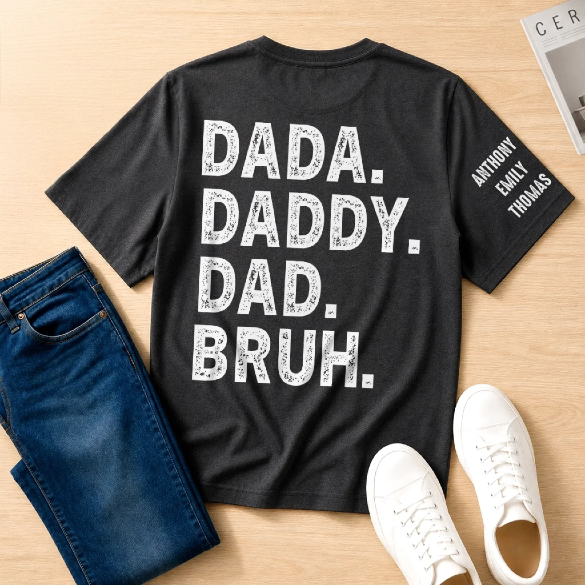 Custom T-Shirt - Personalized Father's Day Birthday Gifts For Dad, Grandpa - Promoted To Bruh
