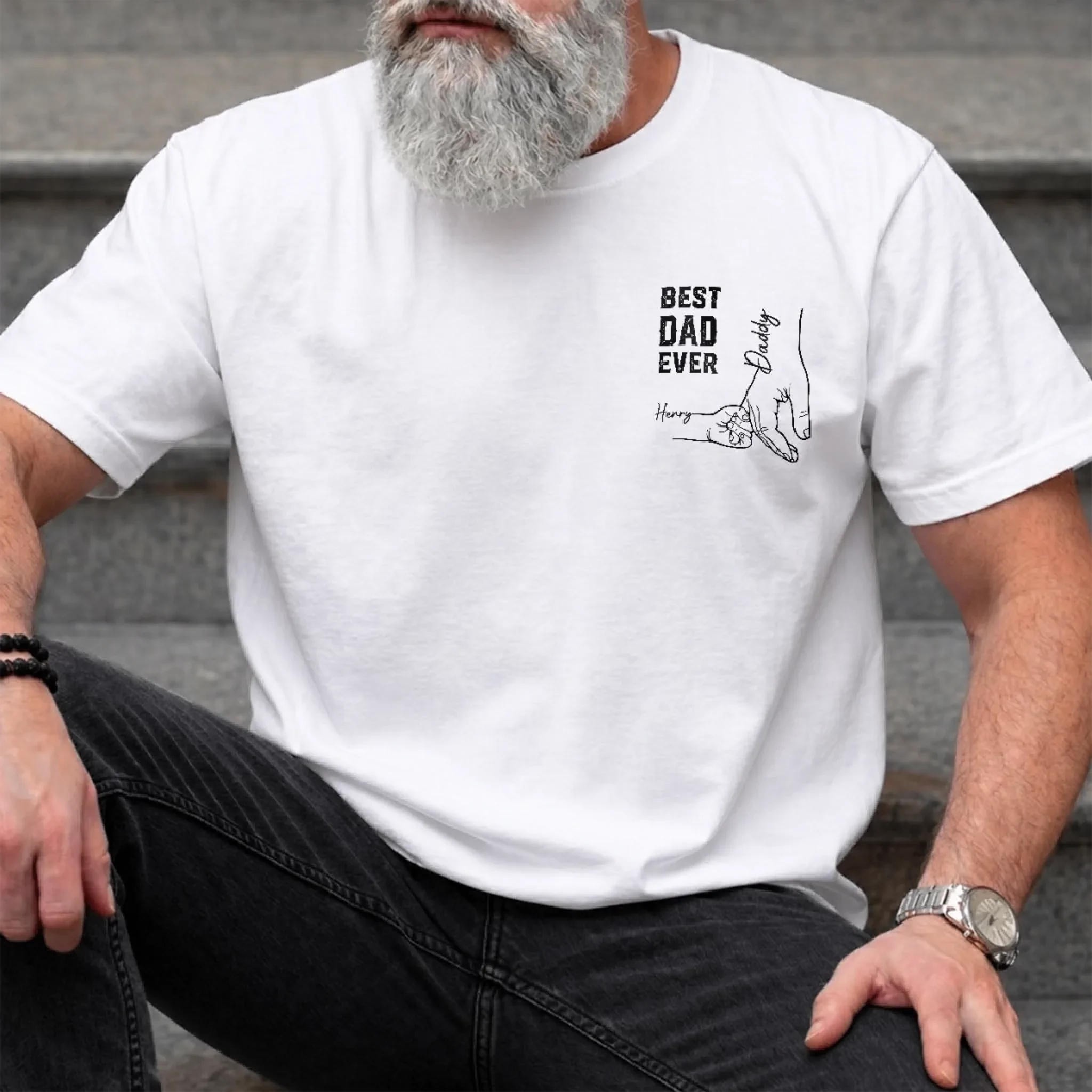 Custom Photo Unisex T-shirt - Personalized Father's Day Birthday Gifts For Dad, Grandpa - Blessed With The Best Dad