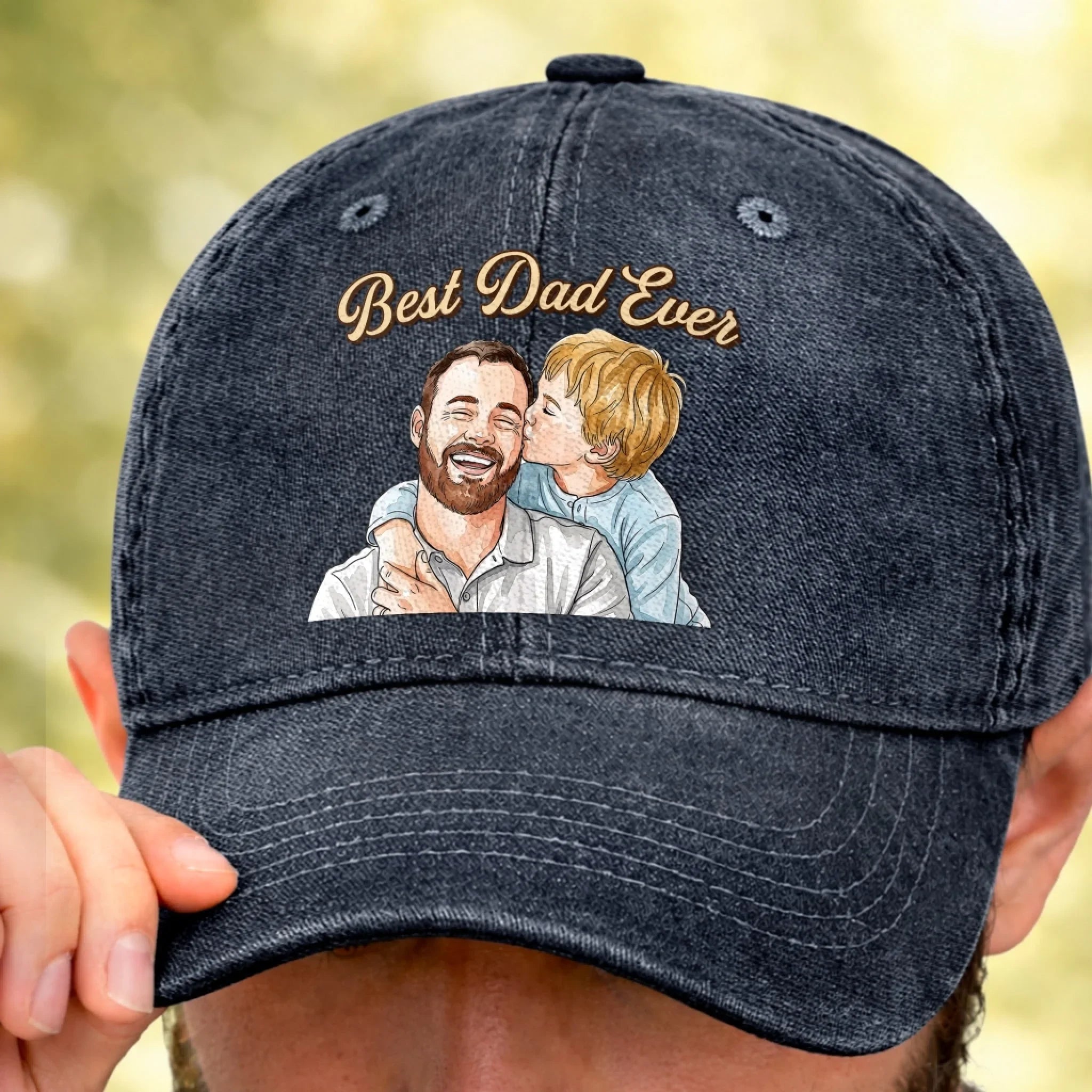 Custom Photo Cap - Personalized Father's Day Birthday Gifts For Dad, Grandpa - The Best Memories Start With Dad