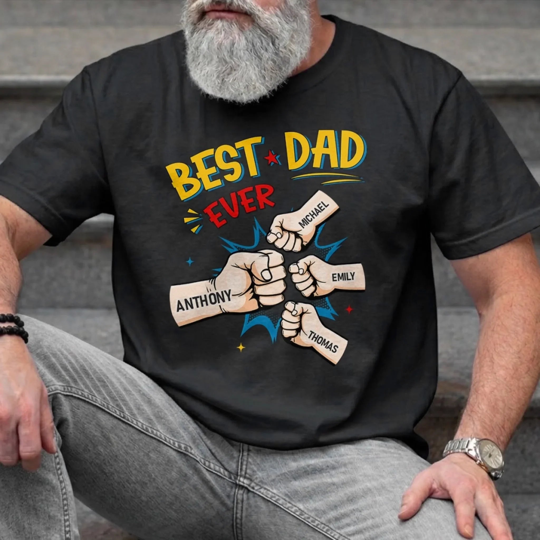 Custom Unisex T-shirt, Premium T-shirt, Hoodie – Personalized Father's Day Birthday Gifts For Dad, Grandpa – Dad Is My First Hero