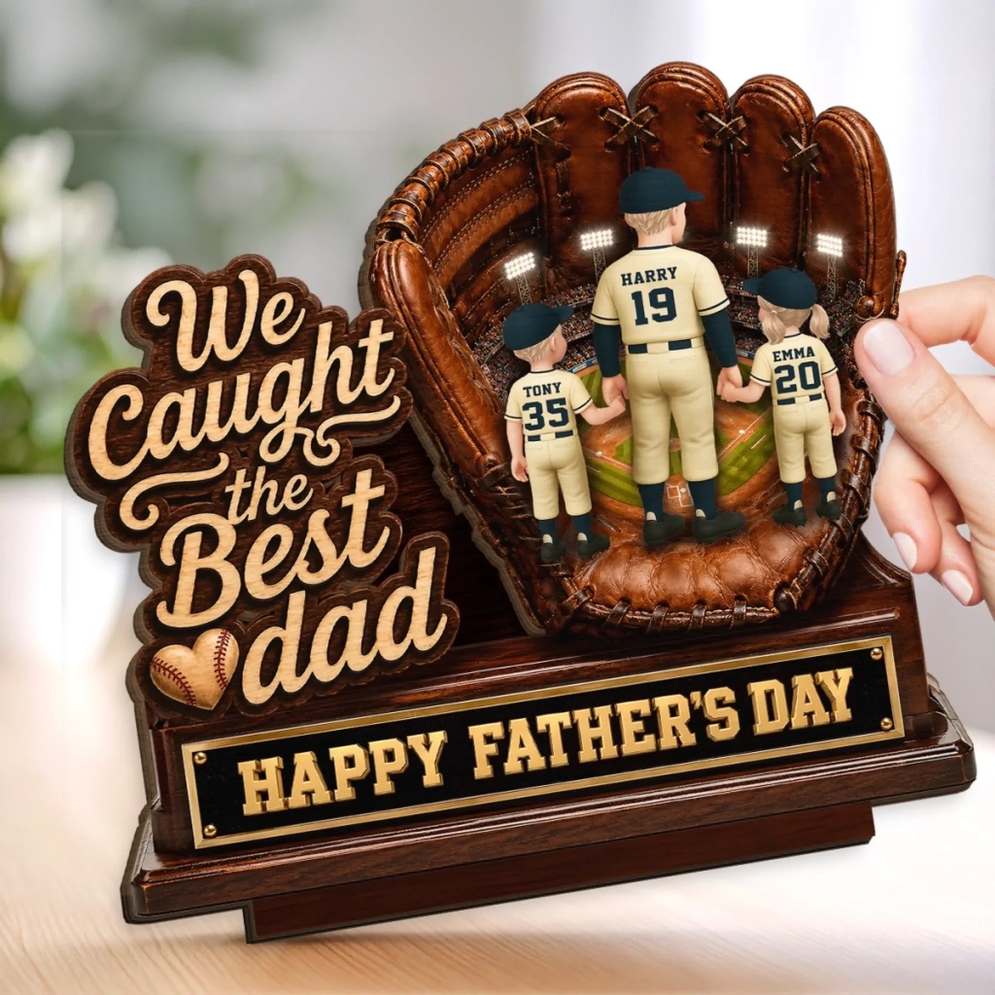 Custom 2-Layered Wooden Plaque - Personalized Father's Day Gifts For Dad, Grandpa, Baseball Lovers, Sports Fans, Sports Lovers - Great Dads Raise Great Kids