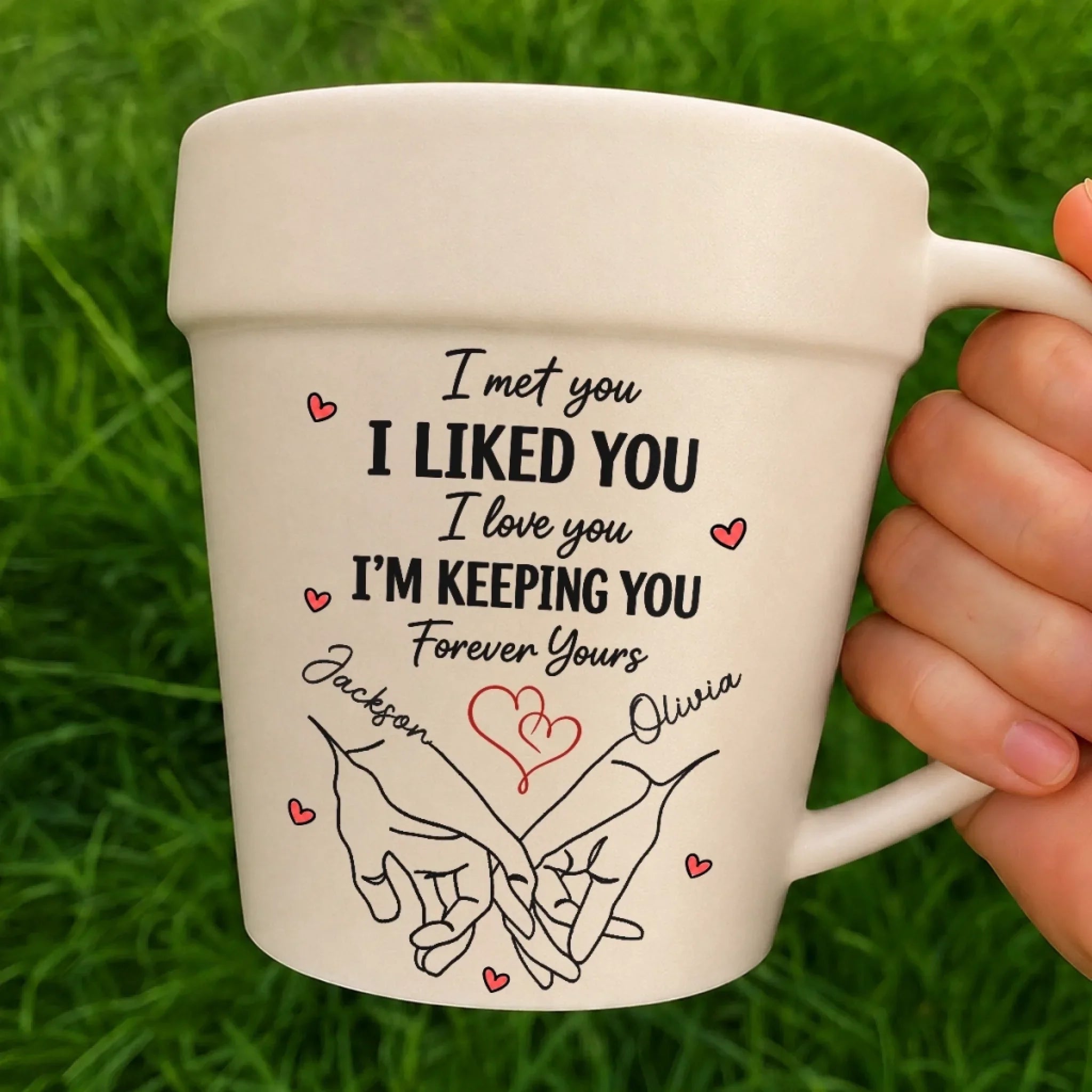 Custom Plant Pot Ceramic Mug - Personalized Birthday Garden Gifts For Husband And Wife, Him And Her - A Promise Kept Forever