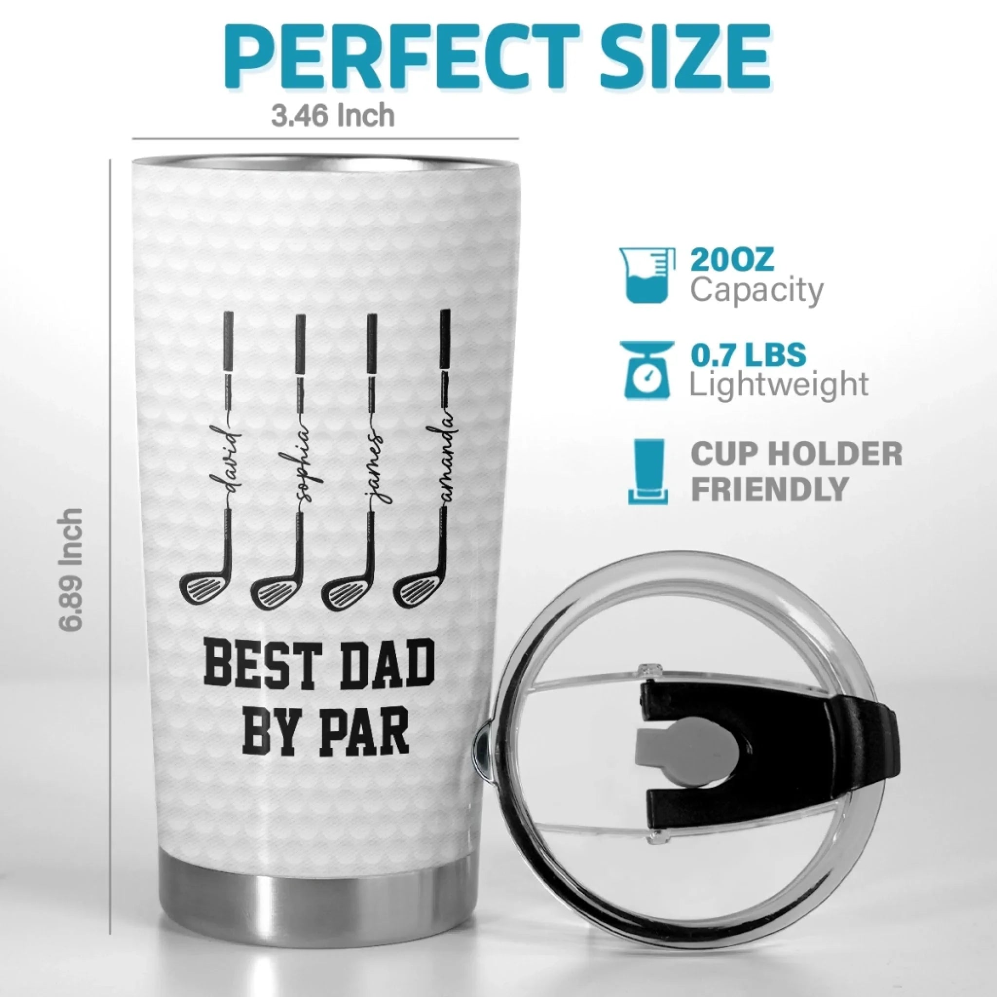 Custom Tumbler - Personalized Father's Day Golf Gifts For Dad, Grandpa - World's Greatest Dad By Par
