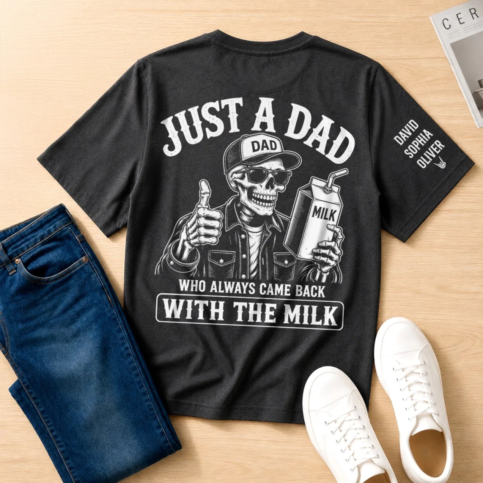 Custom Back Printed Shirt - Personalized Father's Day Birthday Gifts For Dad, Grandpa - Just A Dad