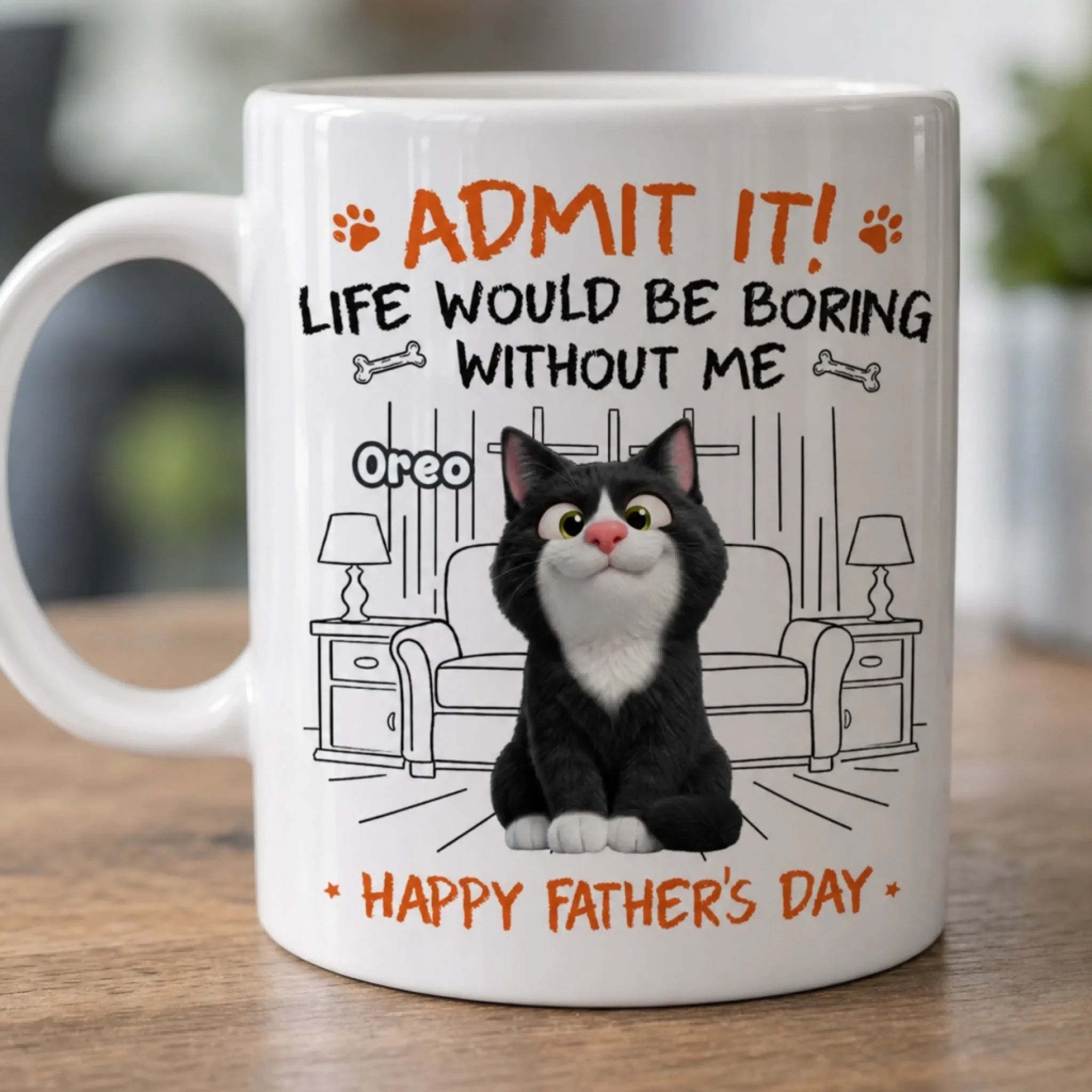 Custom Mug - Personalized Father's Day Birthday Gifts For Dog Cat Lovers, Dog Dad And Mom, Cat Owners - Life Is Better With My Furry Friends