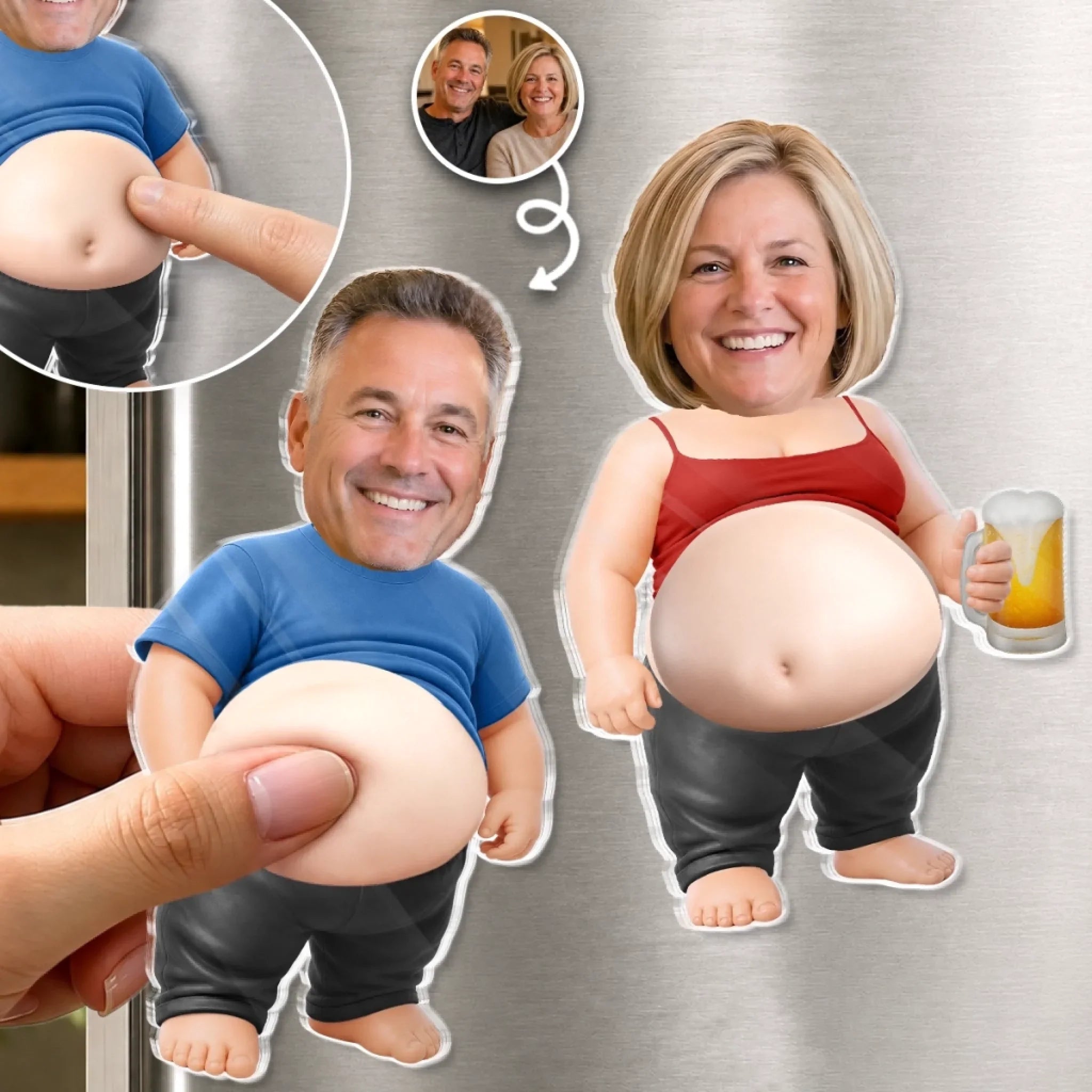 Custom Photo Squishy Acrylic Fridge Magnet - Personalized Anniversary Wedding Gifts For Husband And Wife, Him And Her - Official Belly Appreciation Club