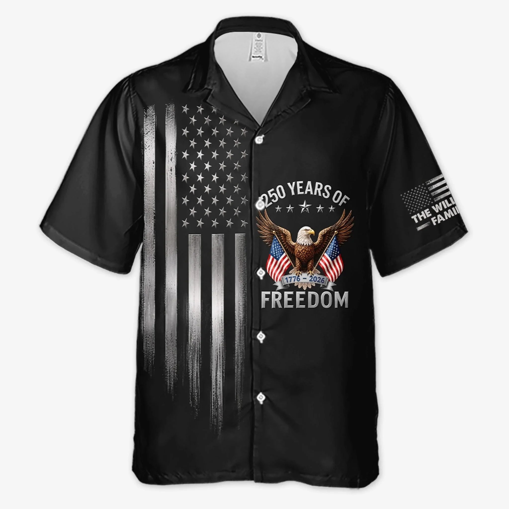 Custom Unisex Tropical Hawaiian Aloha Shirt - Personalized America 250th Anniversary Gifts For Mom, Dad, Brother, Sister, Kids - Generations United In Freedom