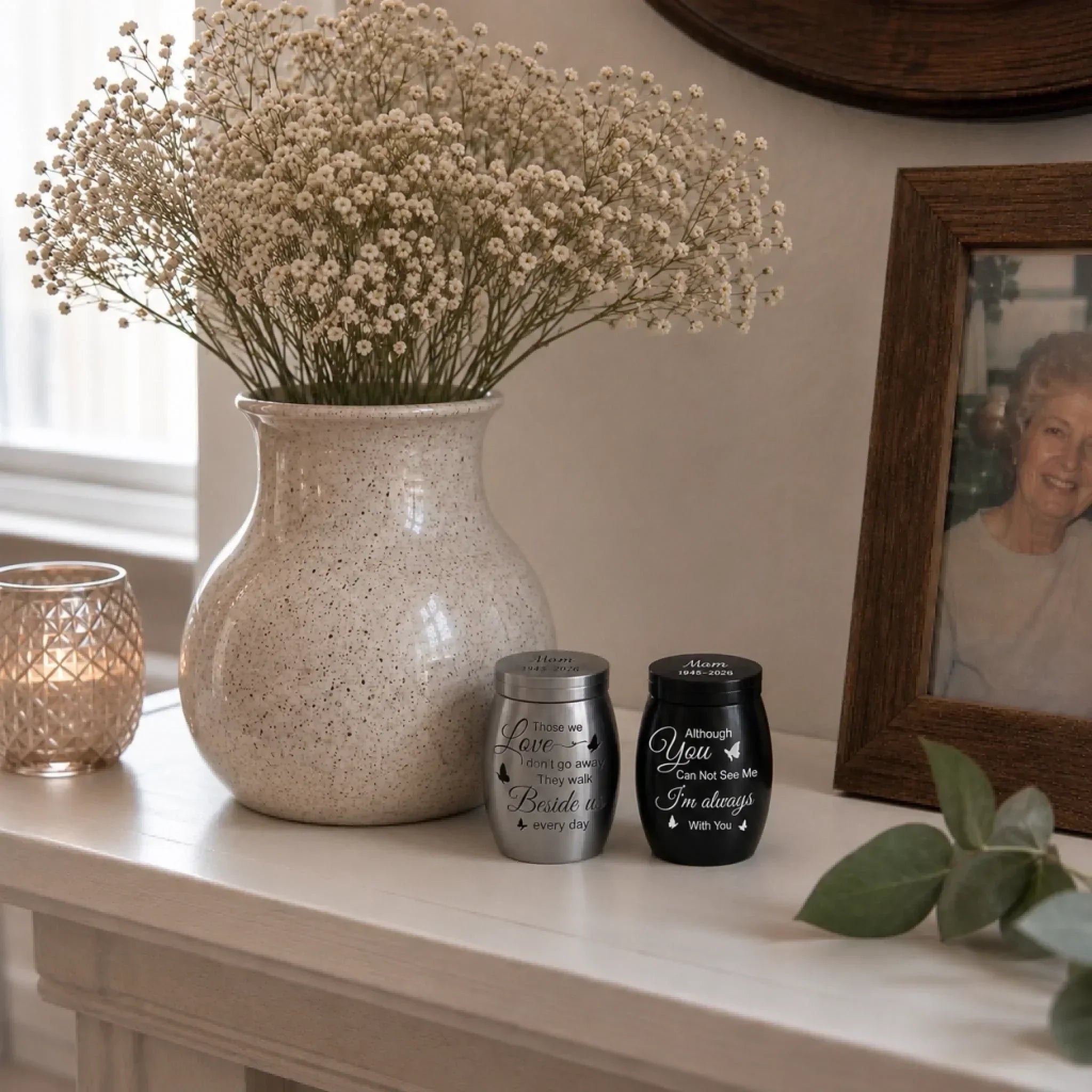 Custom Memorial Urn - Personalized Memorial Sympathy Gifts For Loss Of Mom, Dad – Forever In Our Hearts