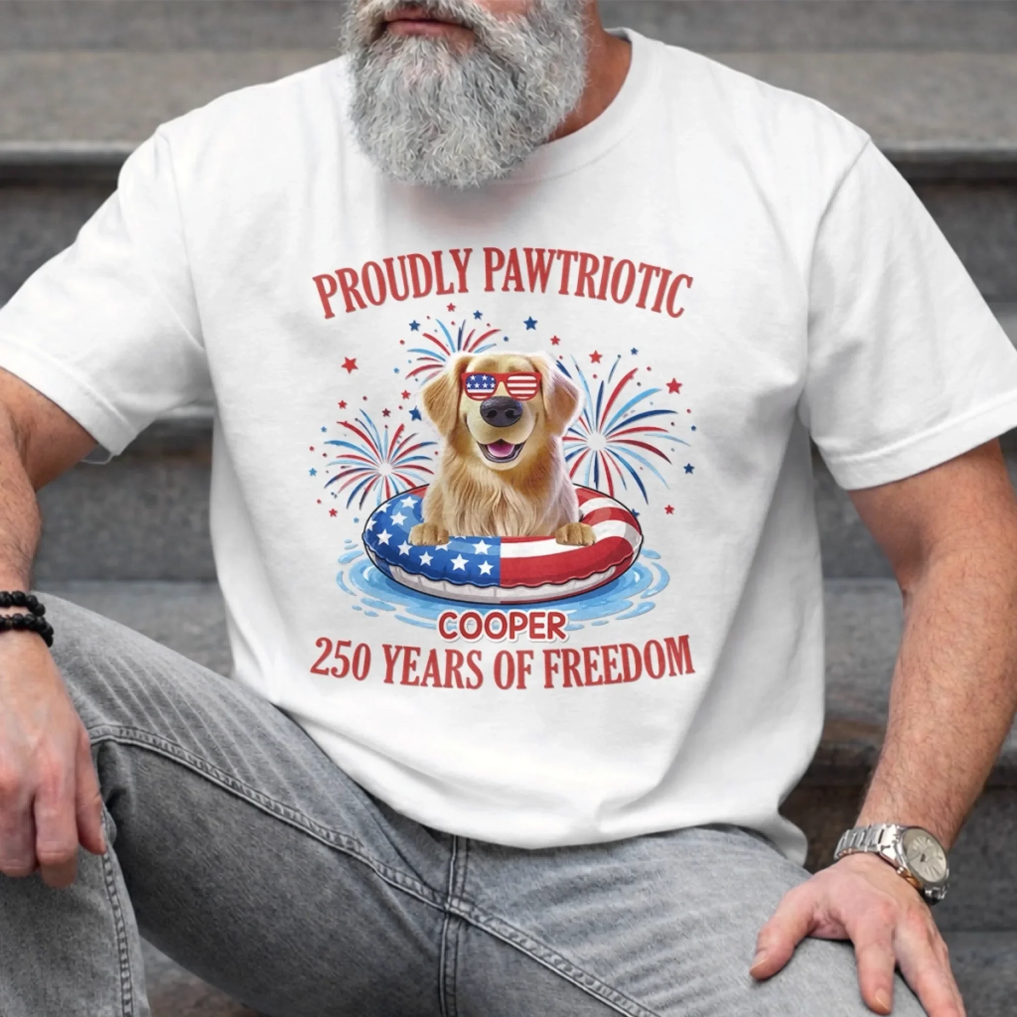 Custom Unisex T-shirt, Premium T-shirt, Hoodie - Personalized America 250th Anniversary Gifts For Dog Lovers, Dog Dad And Mom - Paws & Freedom