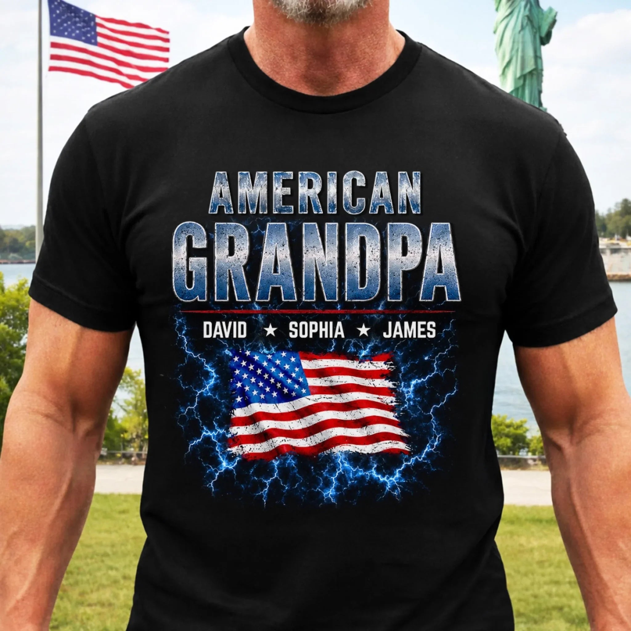 Custom T-shirt, Hoodie - Personalized America 250th Anniversary Father's Day Gifts For Dad, Grandpa - Stars, Stripes & Legacy