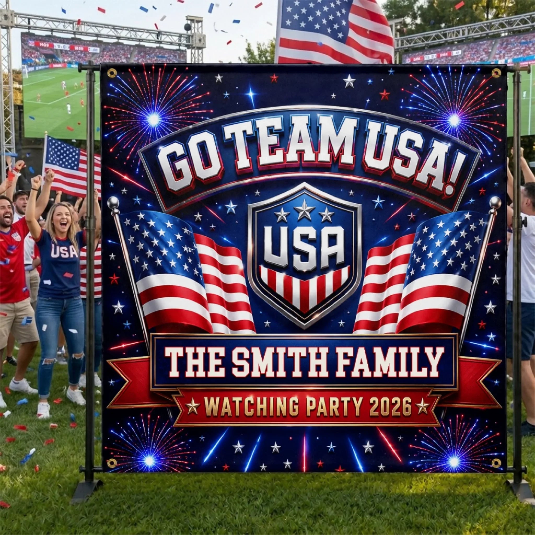 Custom USA World Football Backdrop - Personalized Birthday Gifts For Football Lovers, Sports Fans, Sports Lovers - Rocking The Ultimate Team Spirit