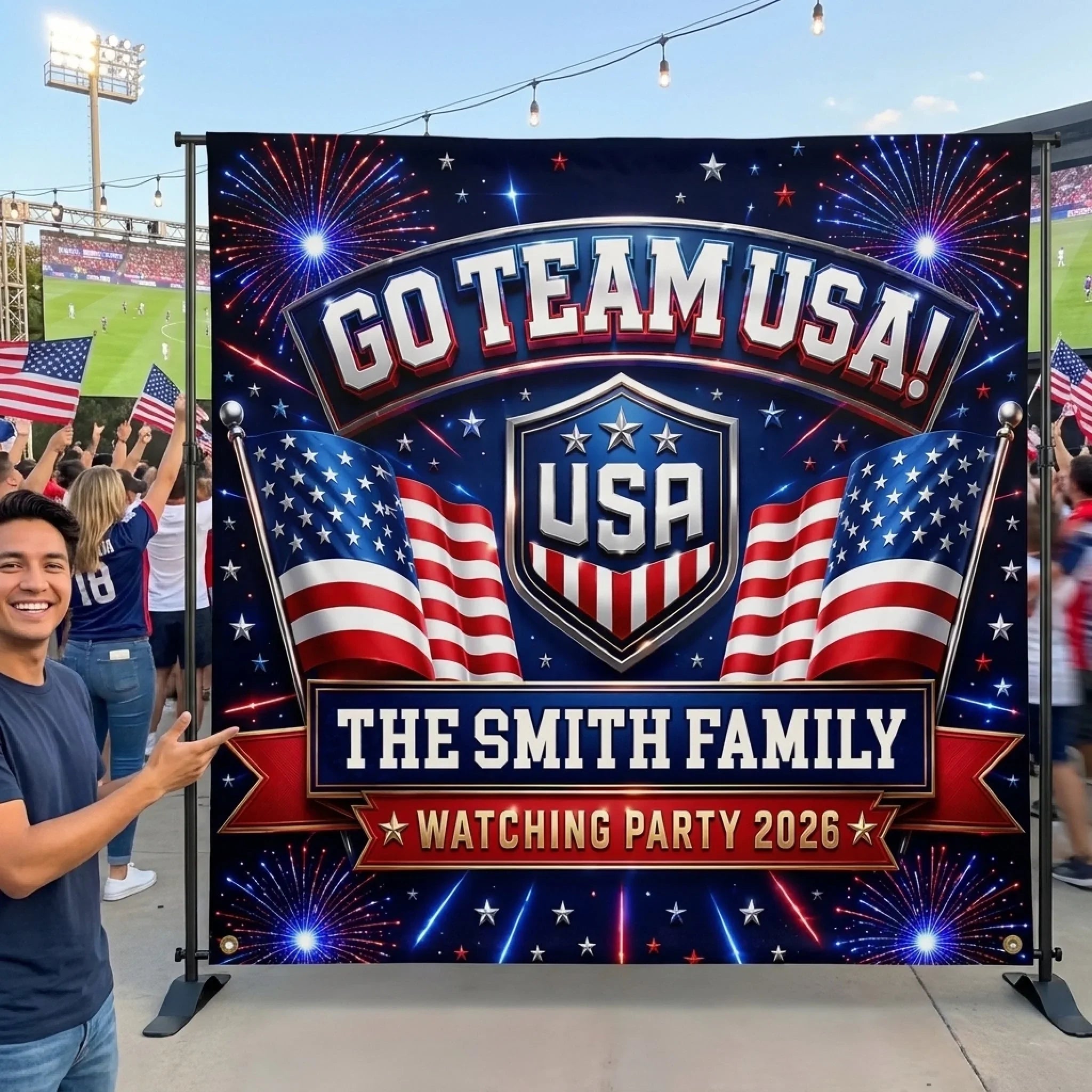Custom USA World Football Backdrop - Personalized Birthday Gifts For Football Lovers, Sports Fans, Sports Lovers - Rocking The Ultimate Team Spirit
