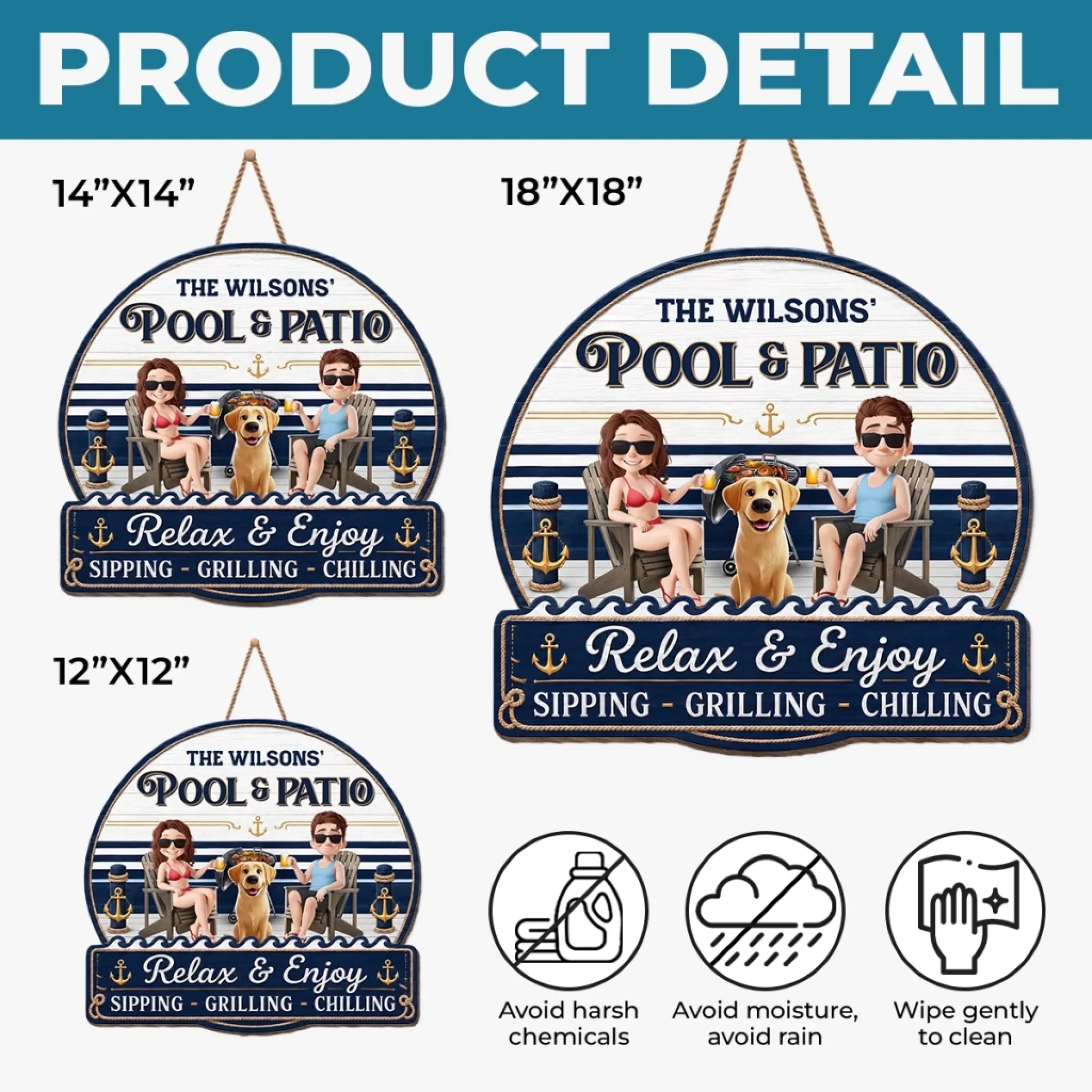 Custom Wood Sign - Personalized Summer Vacation And Travel Gifts For Husband And Wife, Dog Dad And Mom - Our Furry Pool Party Crew