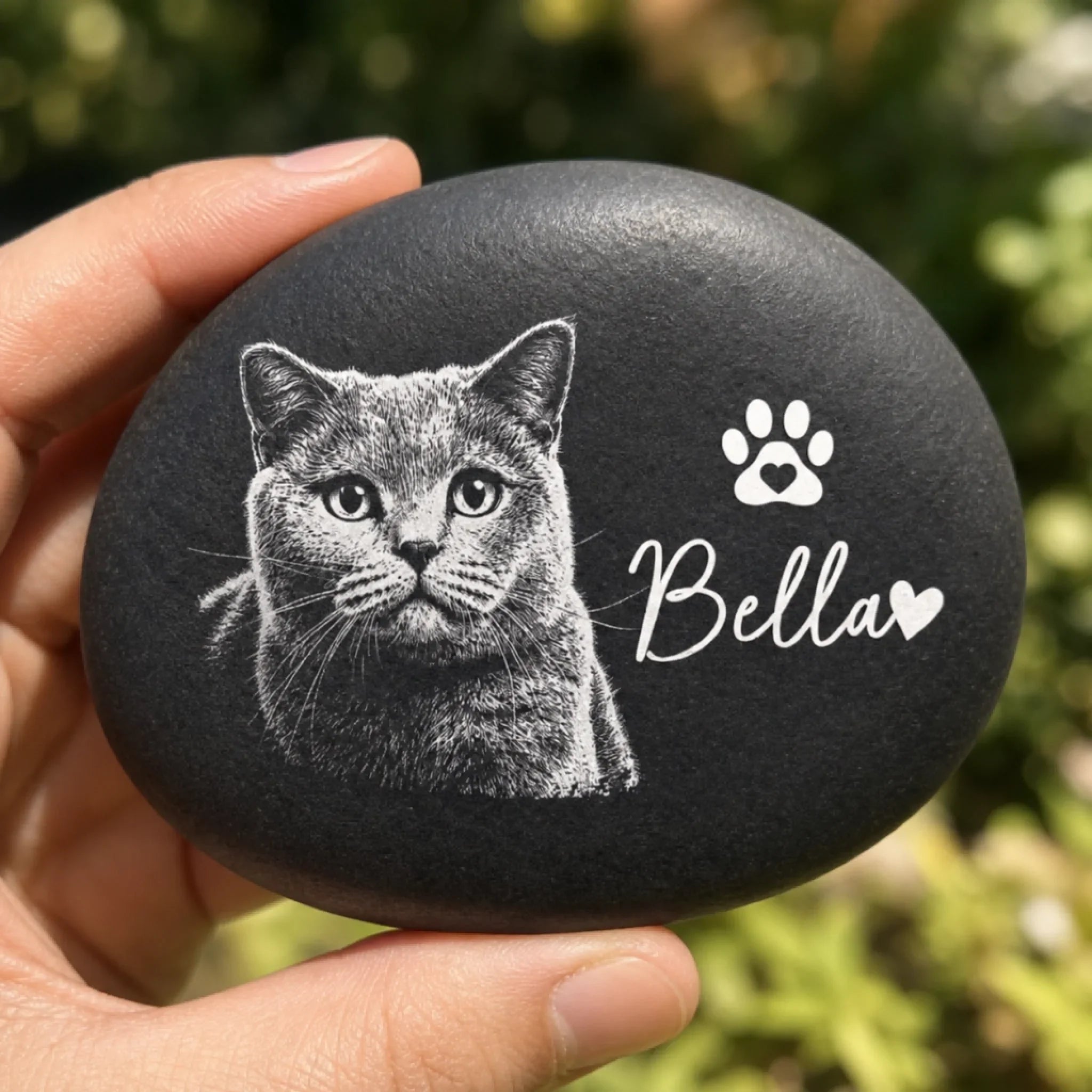 Custom Photo Printed Rock - Personalized Pet Memorial Gifts For Dogs, Cats - Gone But Never Forgotten