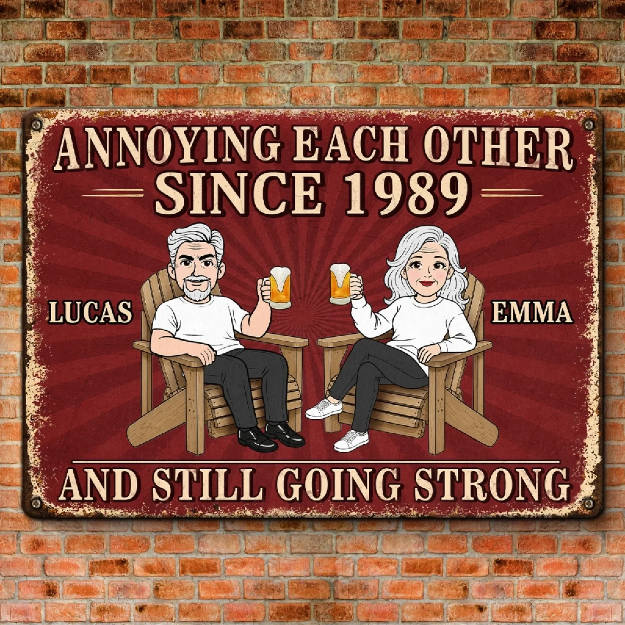 Custom Home Decor Metal Sign - Personalized Anniversary Wedding Gifts For Husband And Wife, Him And Her - Still Crazy In Love