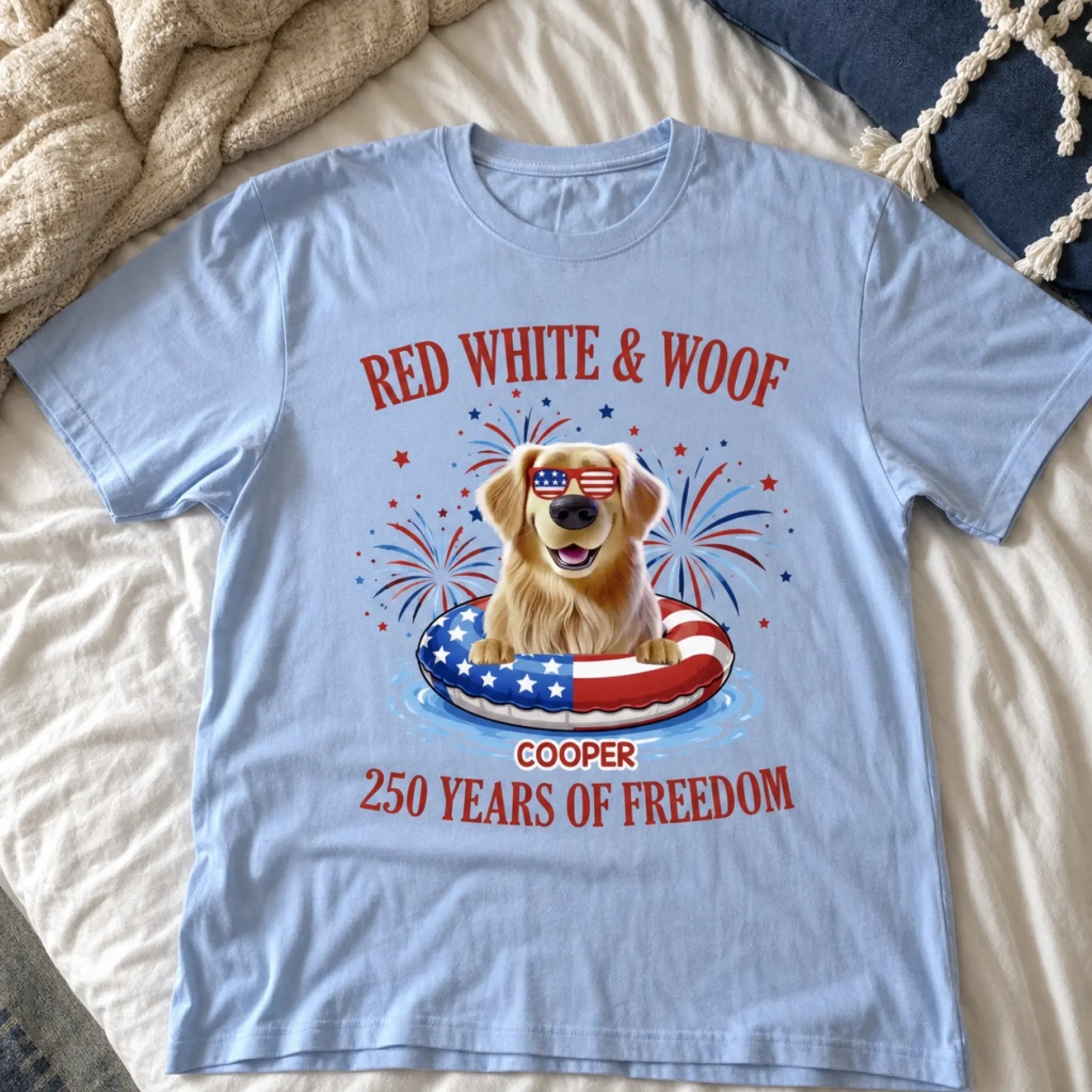 Custom Unisex T-shirt, Premium T-shirt, Hoodie - Personalized America 250th Anniversary Gifts For Dog Lovers, Dog Dad And Mom - Paws & Freedom