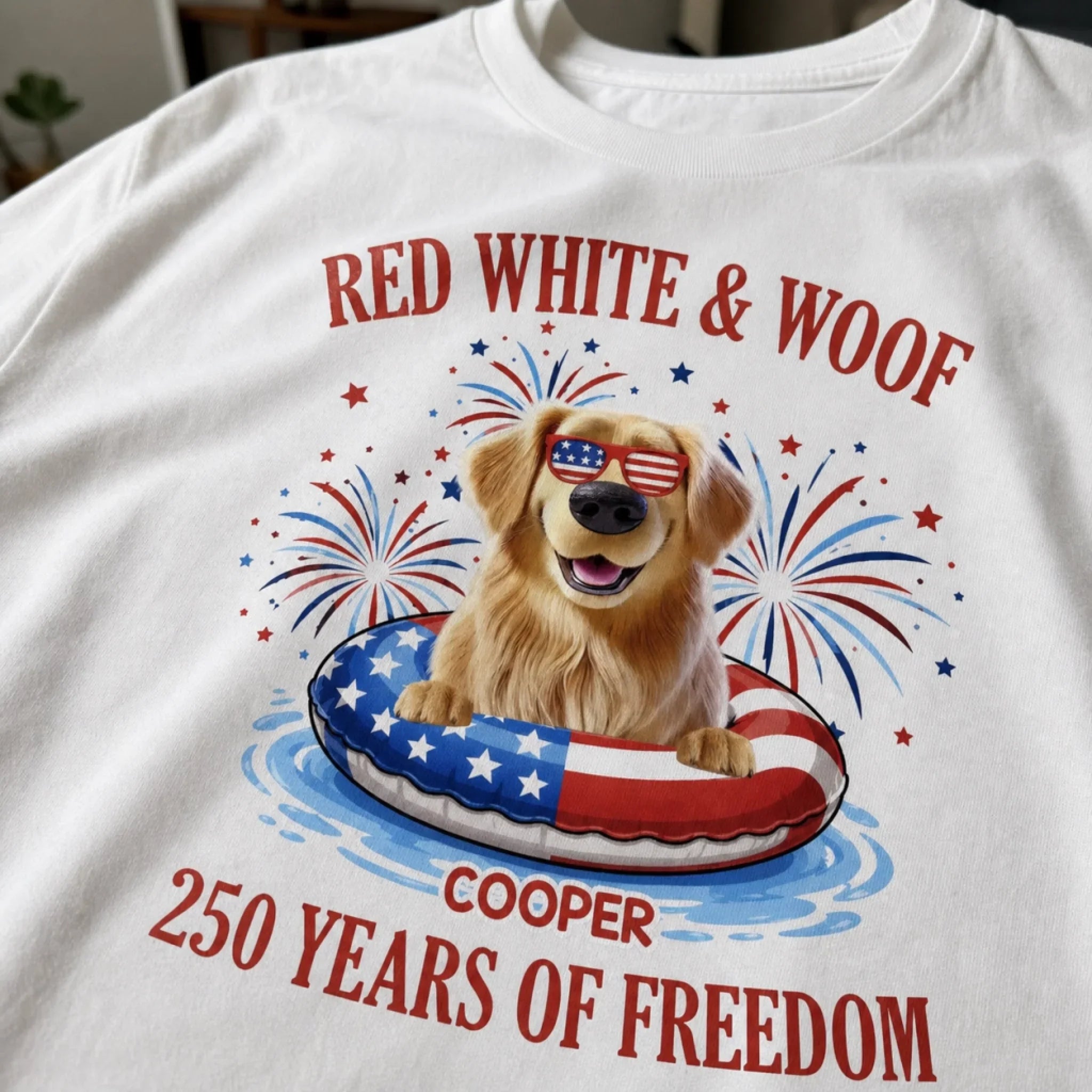 Custom Unisex T-shirt, Premium T-shirt, Hoodie - Personalized America 250th Anniversary Gifts For Dog Lovers, Dog Dad And Mom - Paws & Freedom