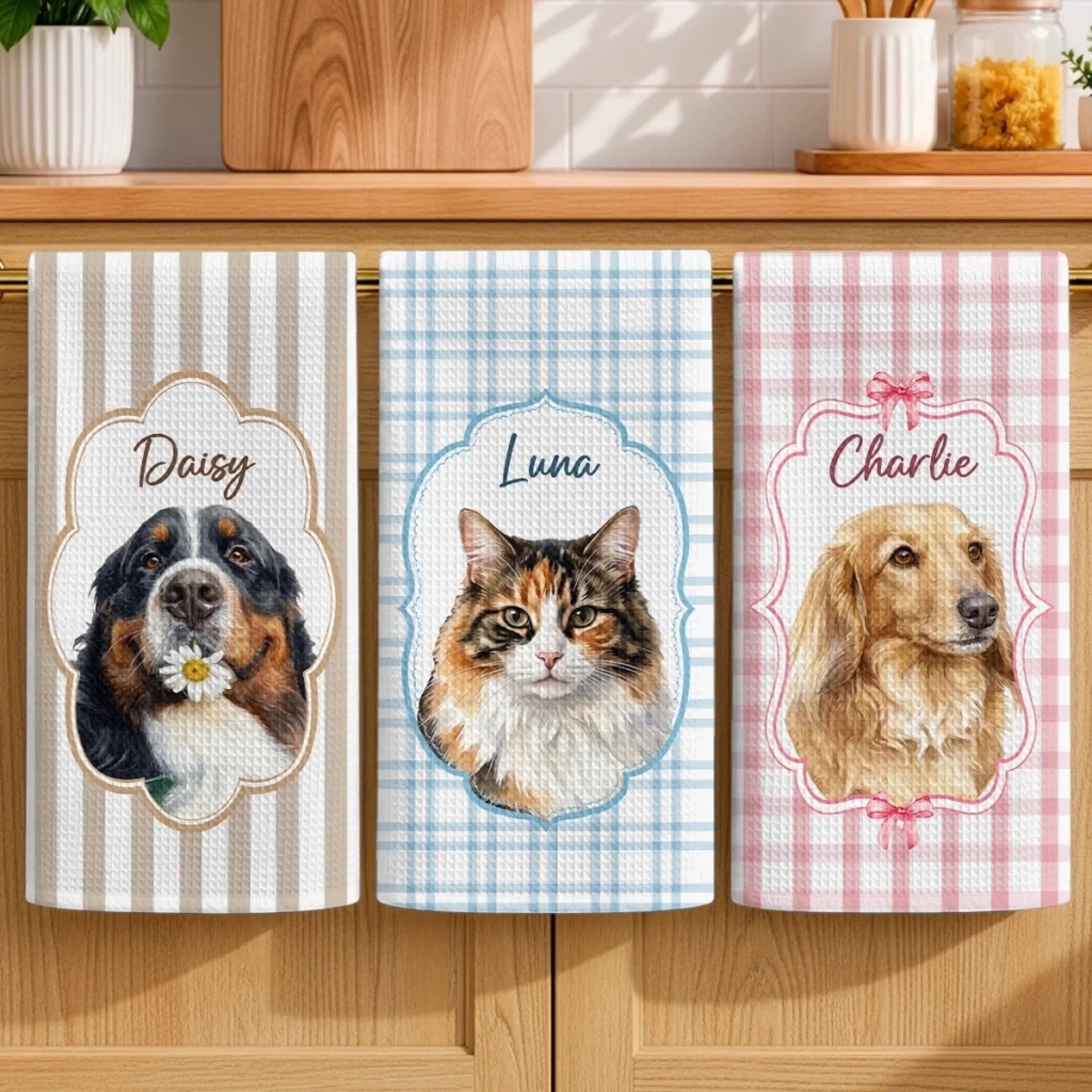 Custom Photo Kitchen Towel - Personalized Birthday Gifts For Dog Cat Lovers, Dog Dad And Mom, Cat Owners - The Cutest Kitchen Helper