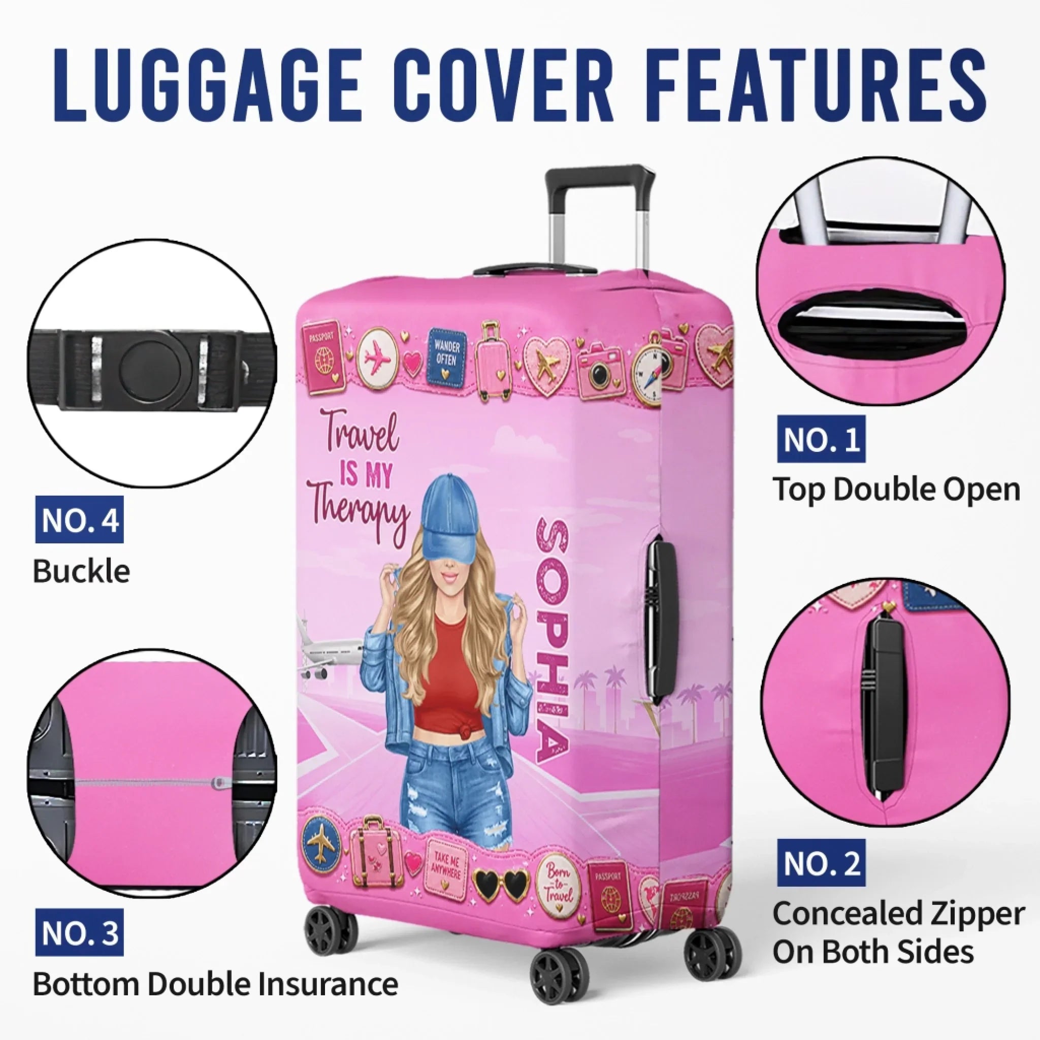 Custom Luggage Cover - Personalized Summer Vacation And Travel Gifts For Women, Besties, Sisters, BFF - Collecting Memories Worldwide