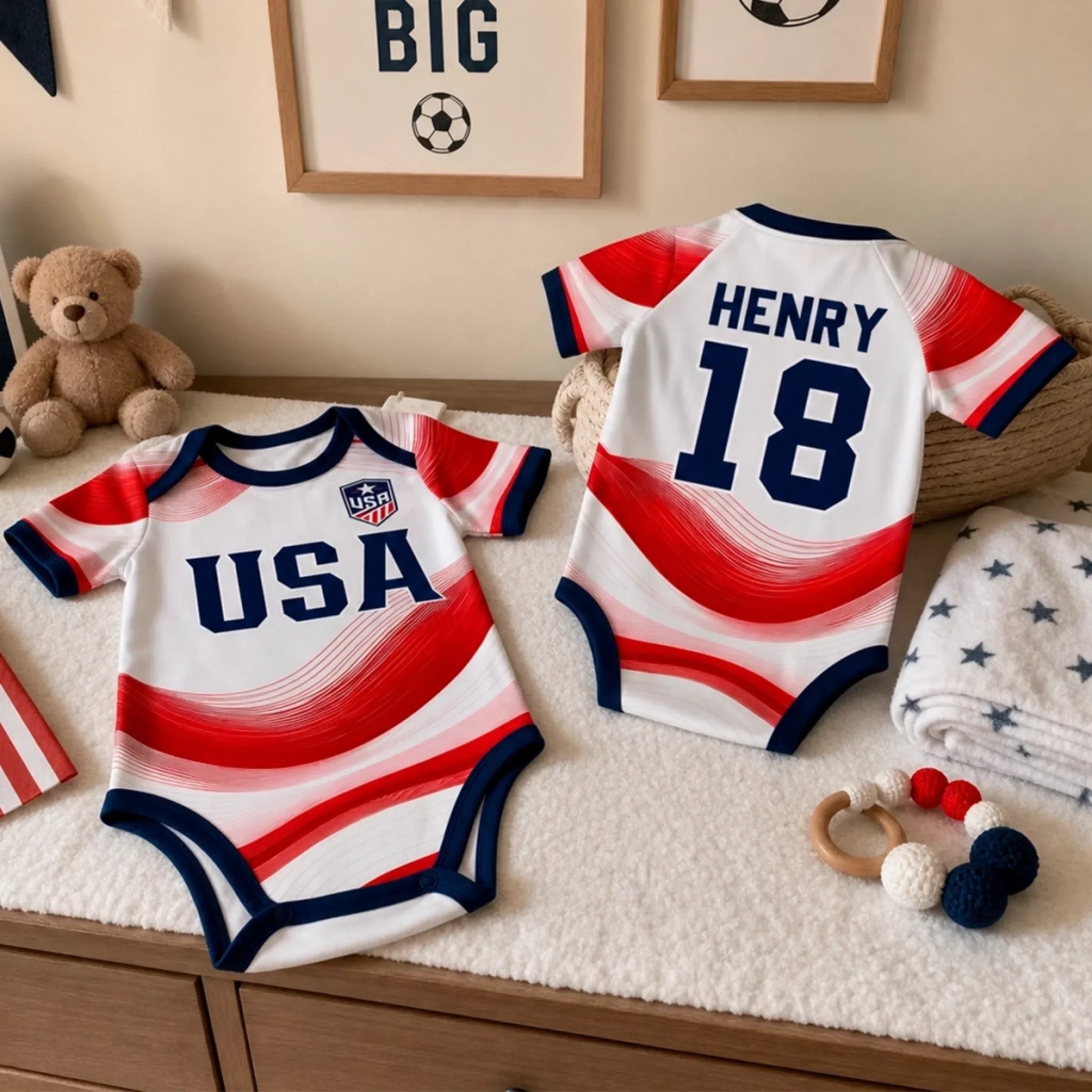 Custom Argentina World Football Baby Jersey Bodysuit - Personalized Baby Shower, Gender Reveal Gifts For New Moms, New Dads, Football Lovers - Born To Be A Champion