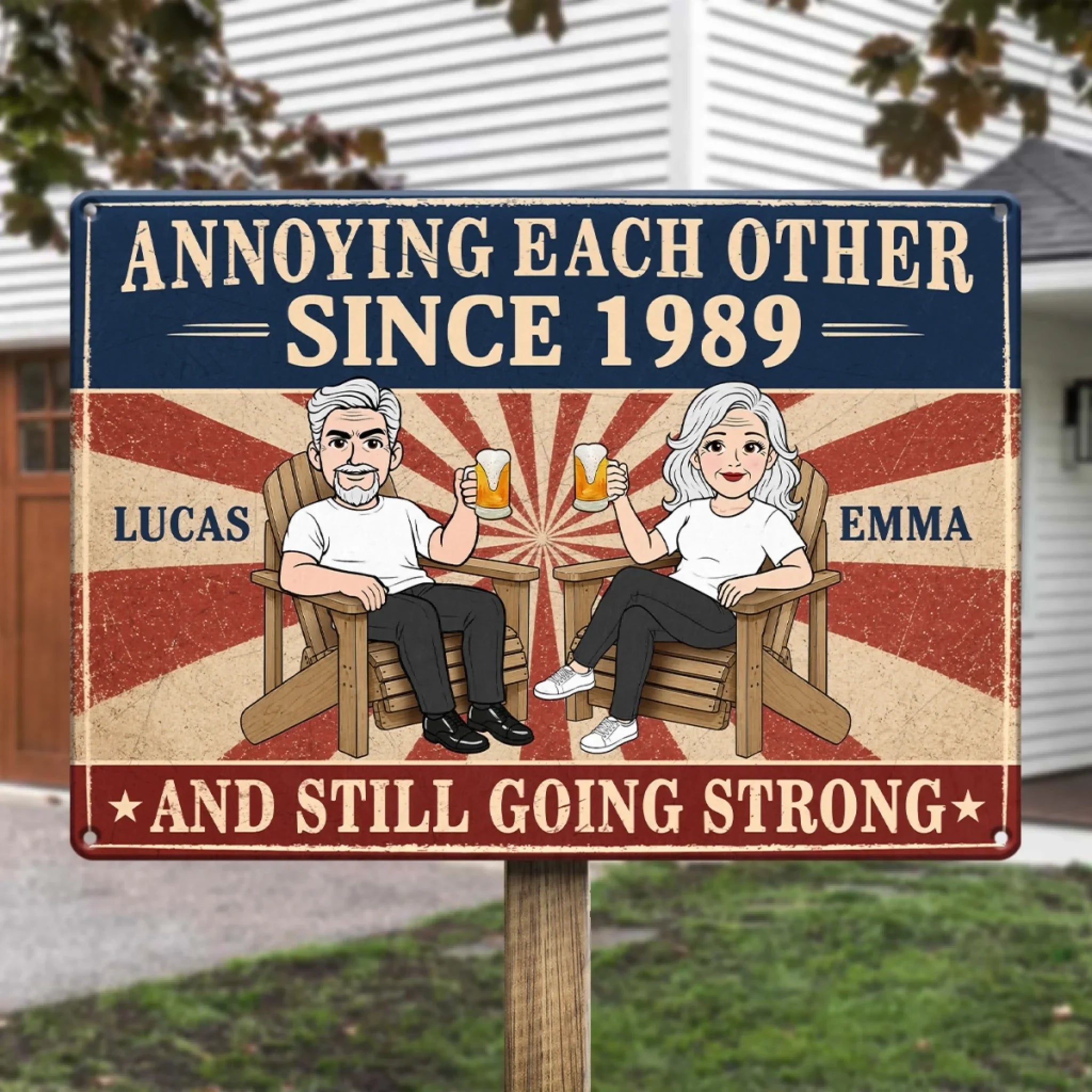Custom Home Decor Metal Sign - Personalized Anniversary Wedding Gifts For Husband And Wife, Him And Her - Love You, You Weirdo