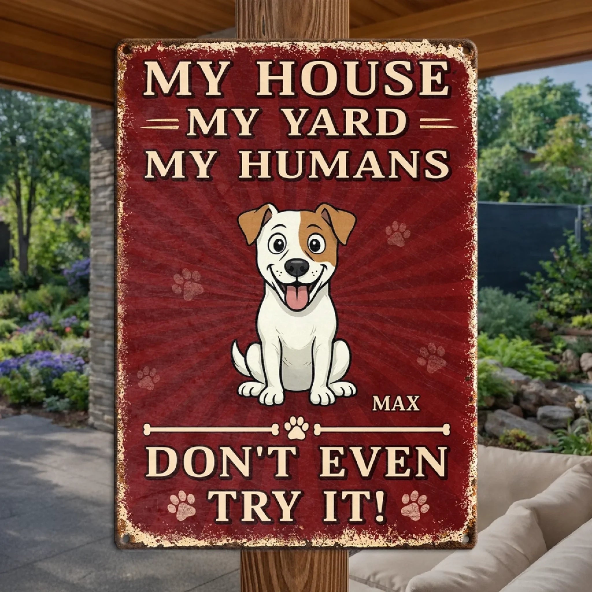 Custom Home Decor Metal Sign - Personalized Birthday Gifts For Dog Lovers, Dog Dad And Mom - Protected By Furry Chaos