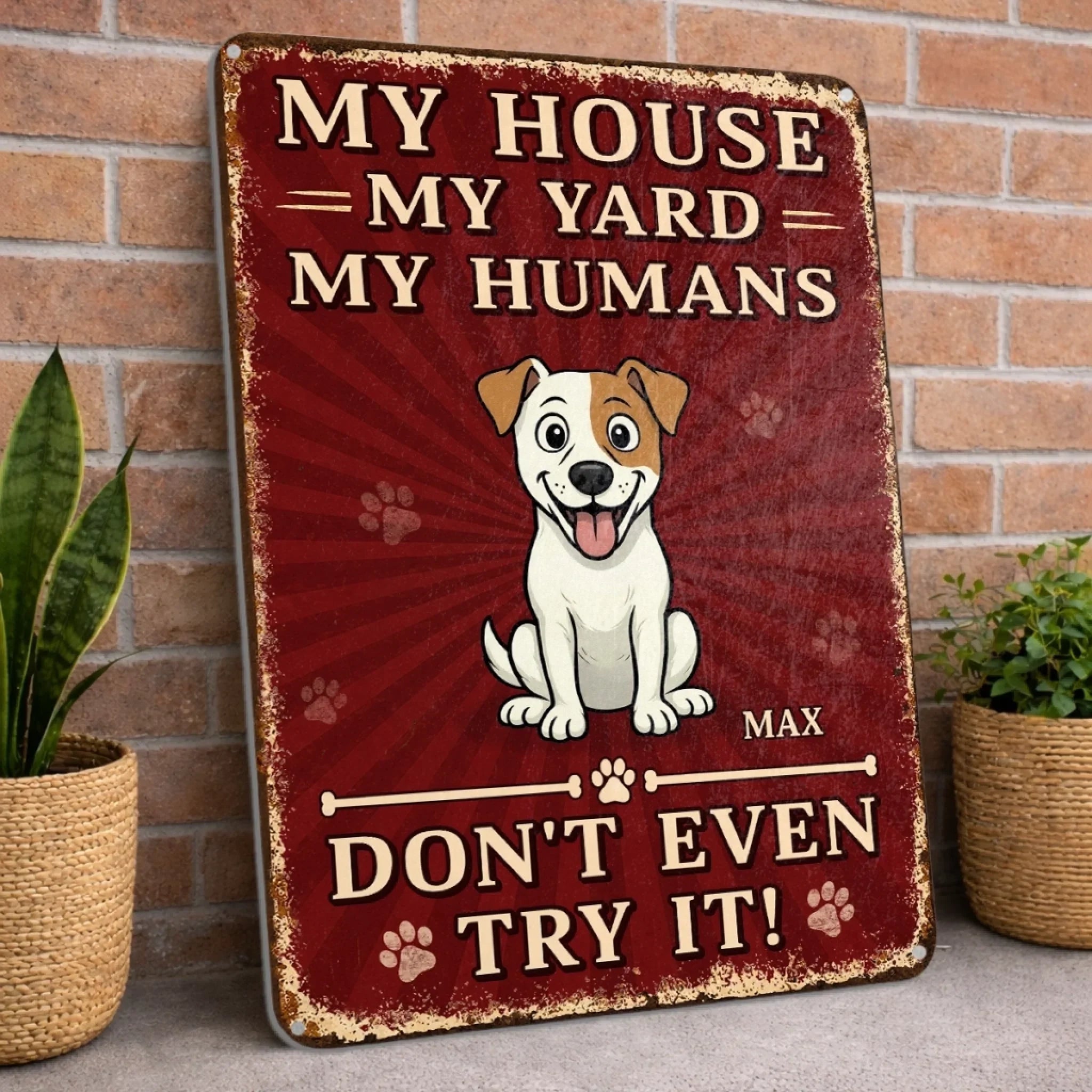 Custom Home Decor Metal Sign - Personalized Birthday Gifts For Dog Lovers, Dog Dad And Mom - Protected By Furry Chaos
