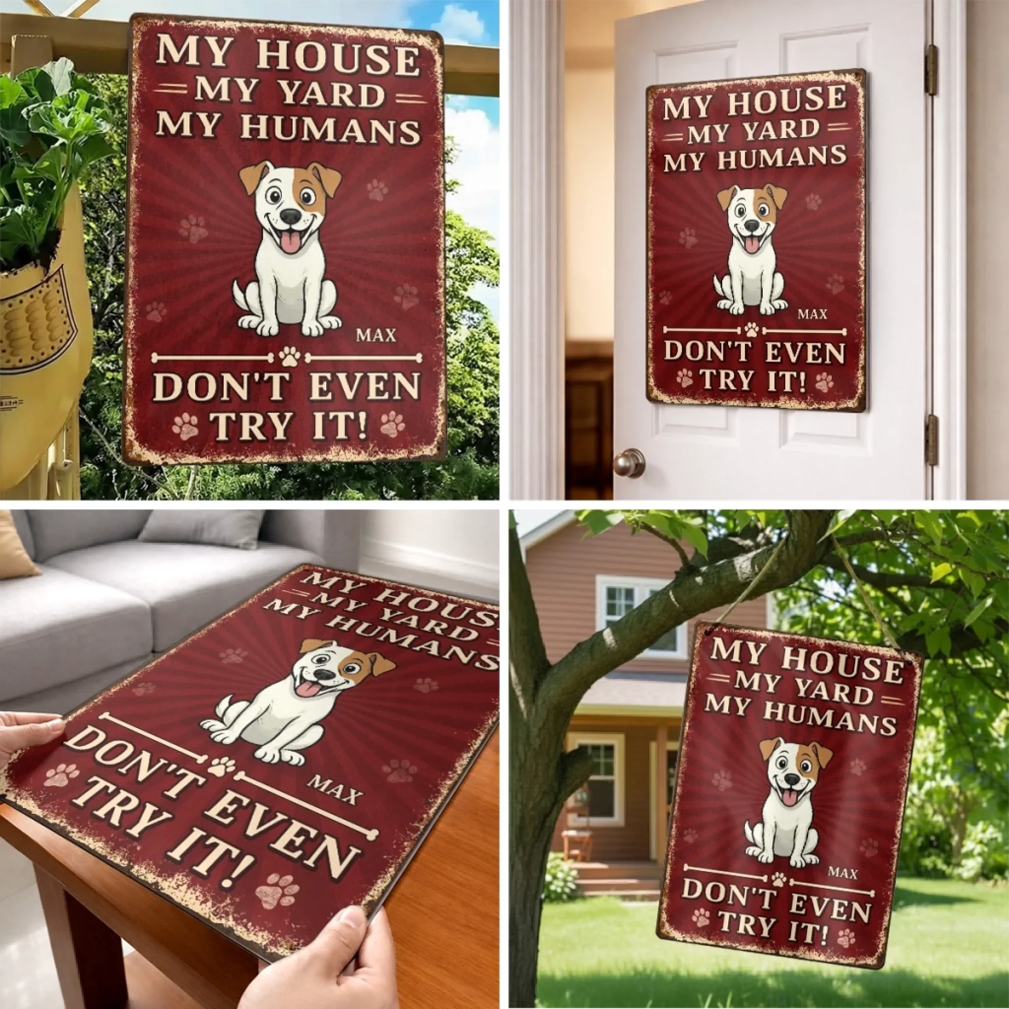 Custom Home Decor Metal Sign - Personalized Birthday Gifts For Dog Lovers, Dog Dad And Mom - Protected By Furry Chaos