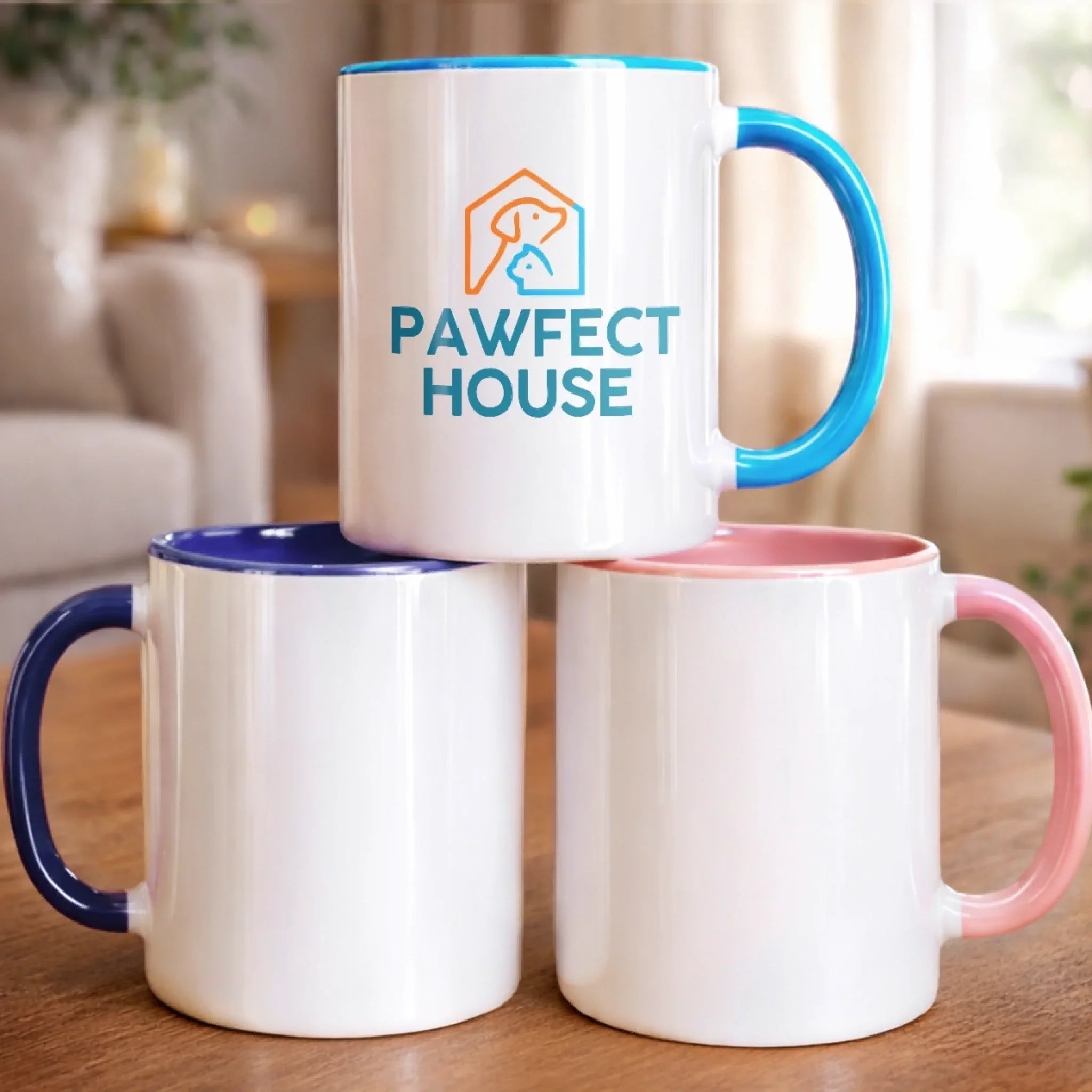 Custom Photo Accent Mug - Personalized Birthday Gifts For Dog Cat Lovers, Dog Dad And Mom, Cat Owners - My Therapist Has Paws
