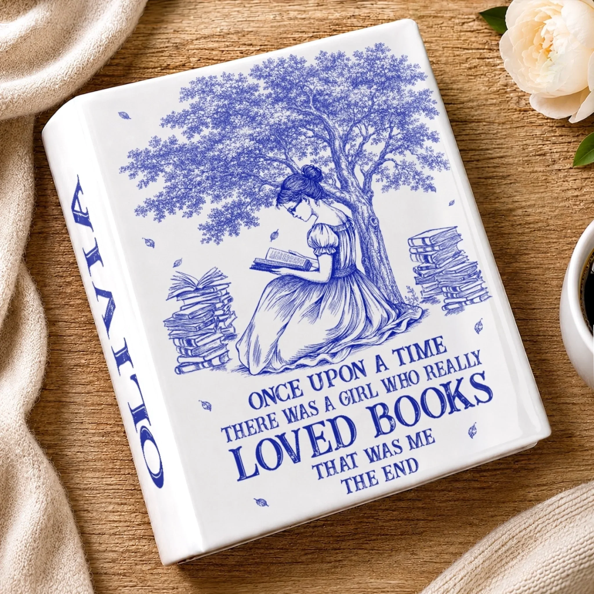 Custom Book Vase - Personalized Bookish Gifts For Book Lovers, Bookworms, Readers - Reading Is My Happy Place