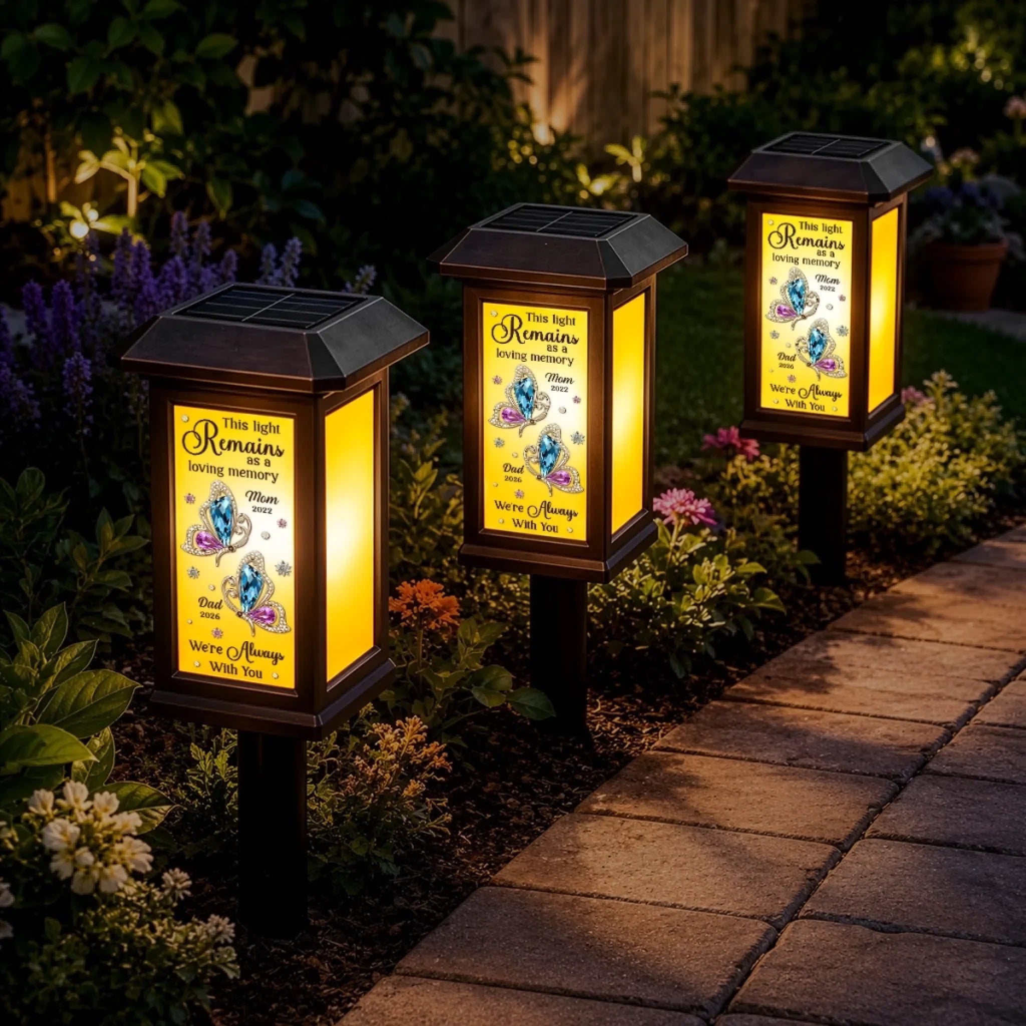 Custom Solar Garden Light - Personalized Memorial Sympathy Gifts For Loss Of Mom, Dad - Forever Remembered Forever Loved