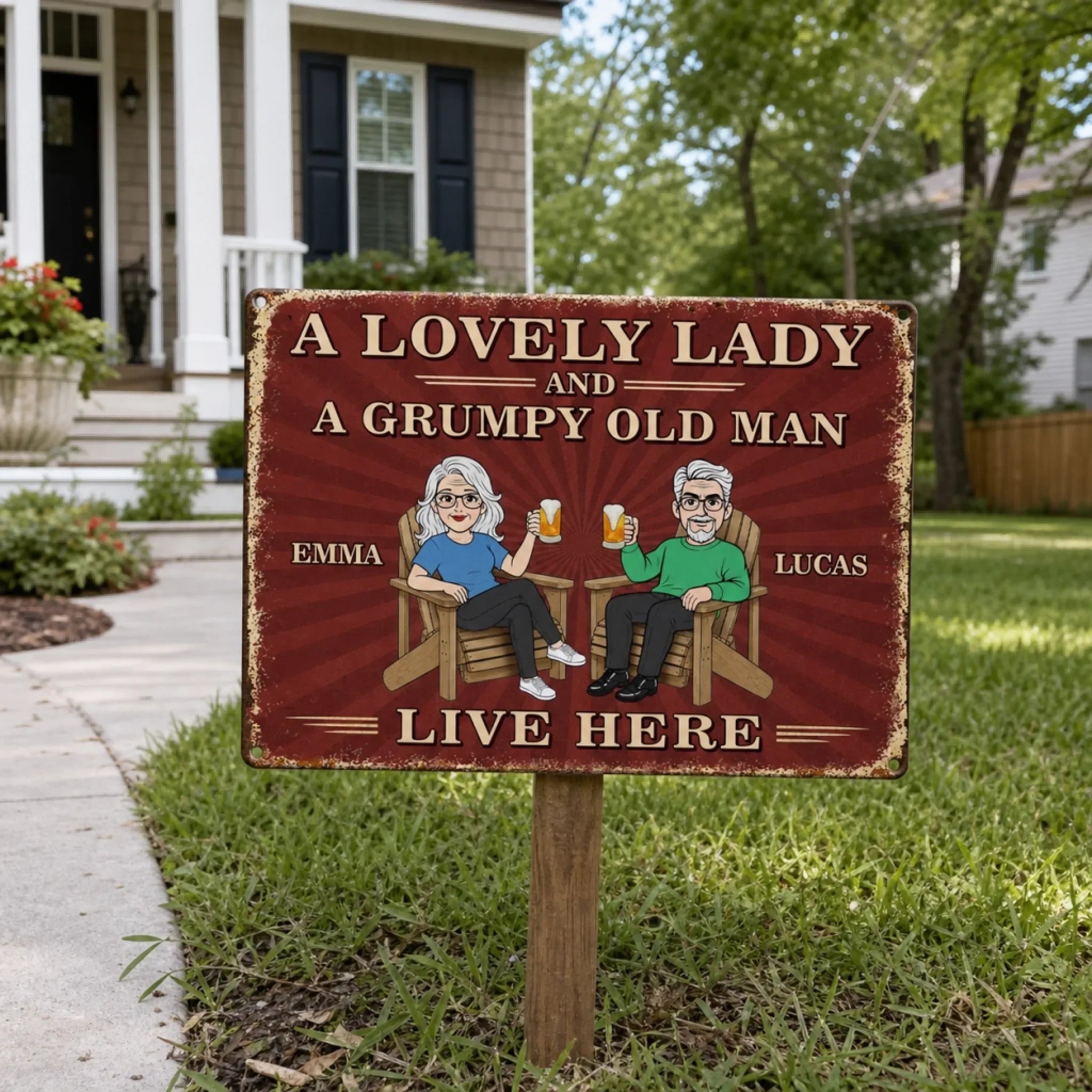 Custom Home Decor Metal Sign - Personalized Anniversary Wedding Gifts For Husband And Wife, Him And Her - Our Real Life Sitcom